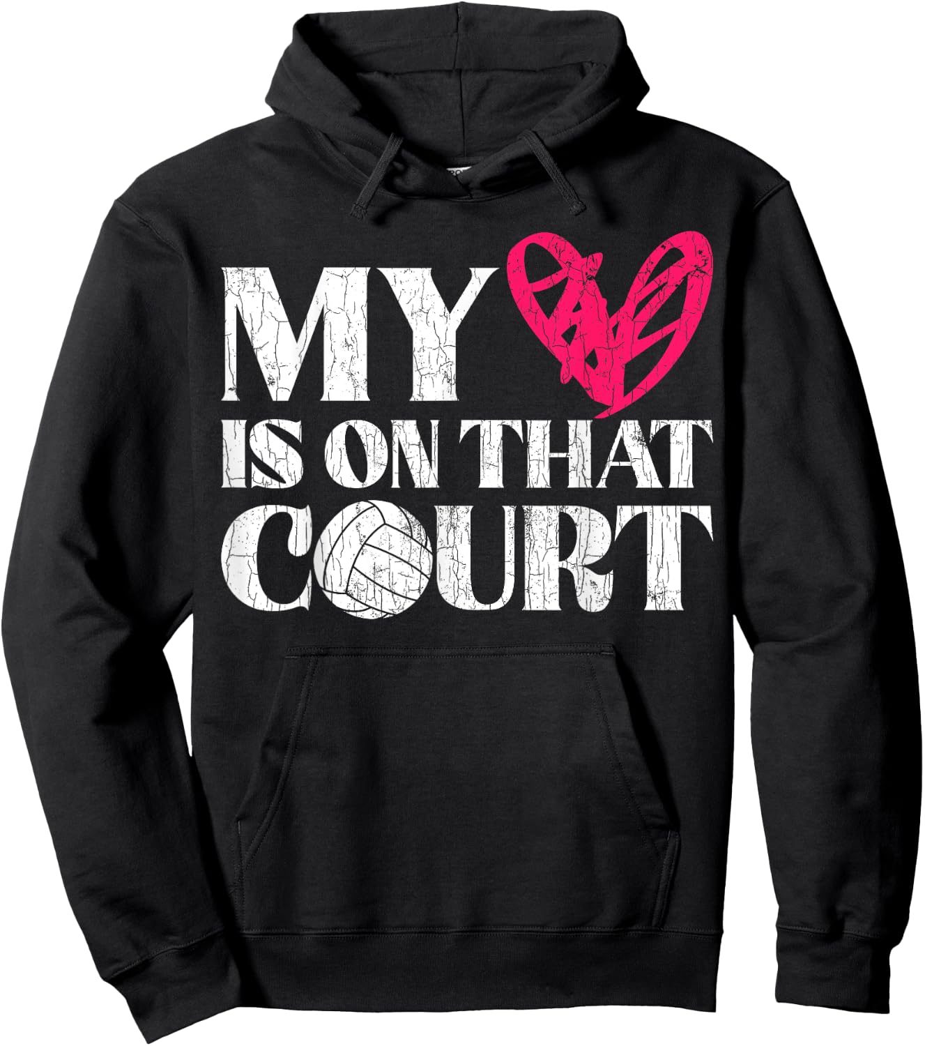 My Heart Is On That Court Volleyball Funny Graphic Player Hoodie - Hoodie | Black