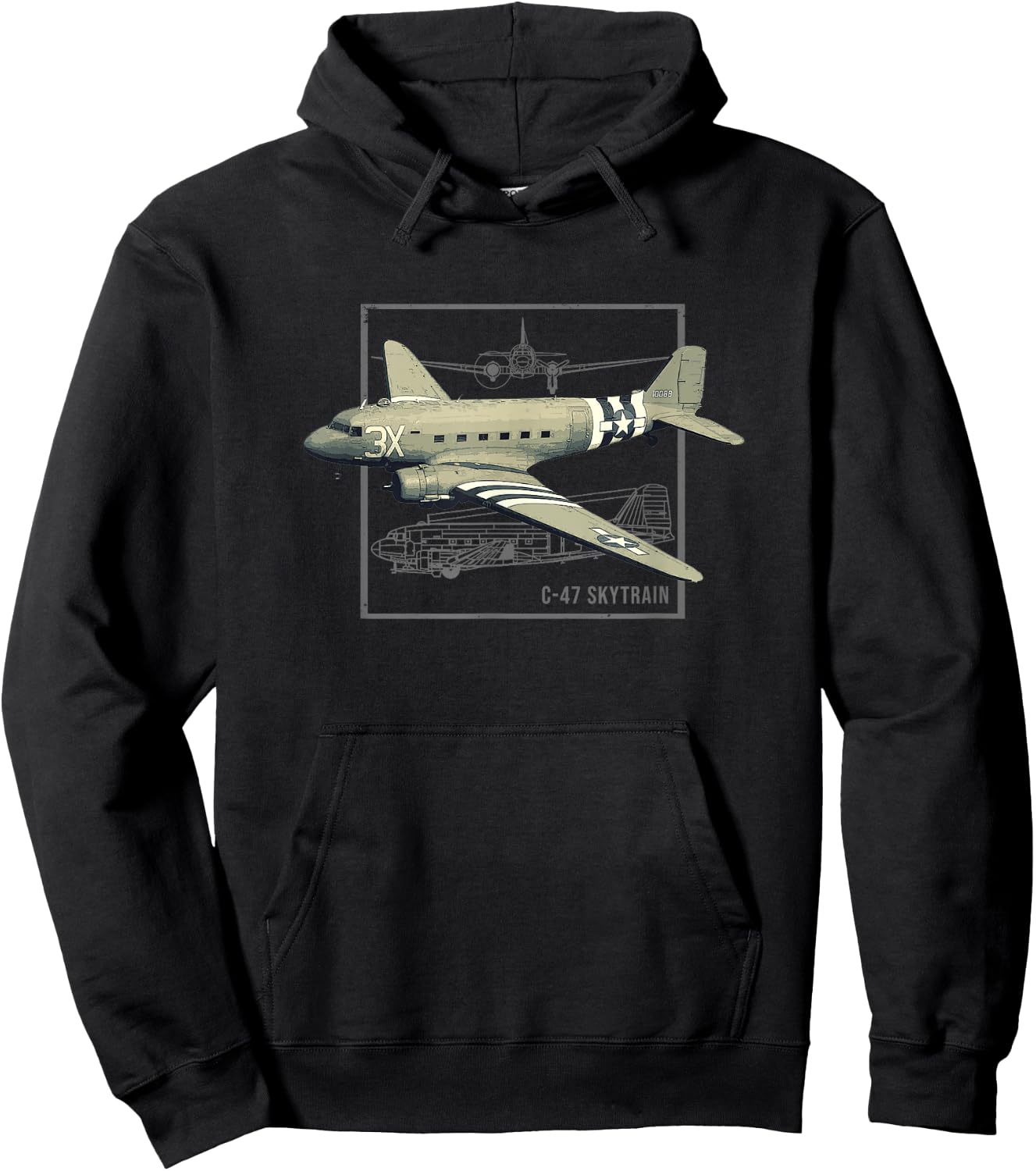 C-47 Skytrain Dakota | Military Transport Aircraft Hoodie - Hoodie | Black