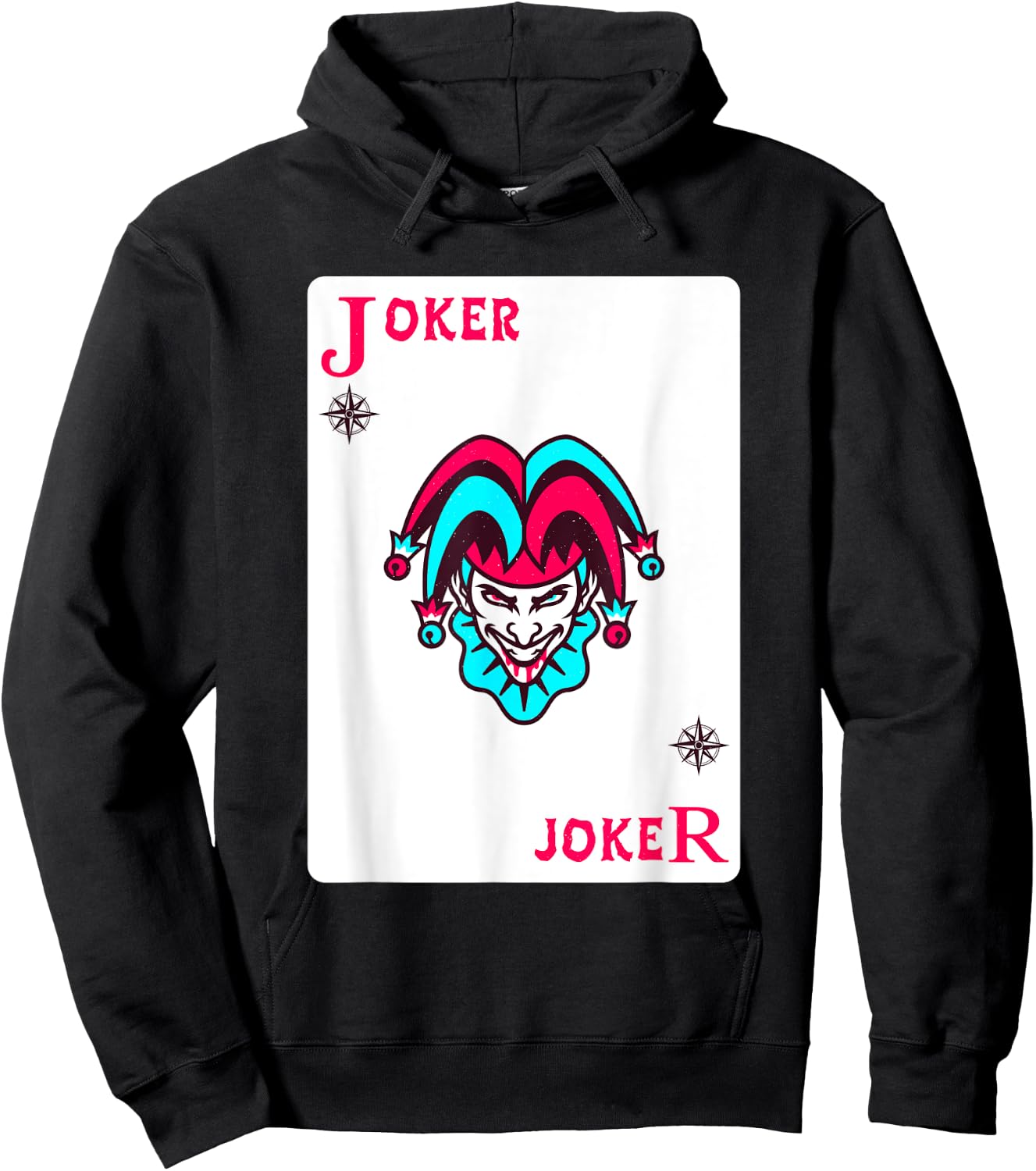 Joker Playing Card Shirt Distressed Jester Hoodie - Hoodie | Black