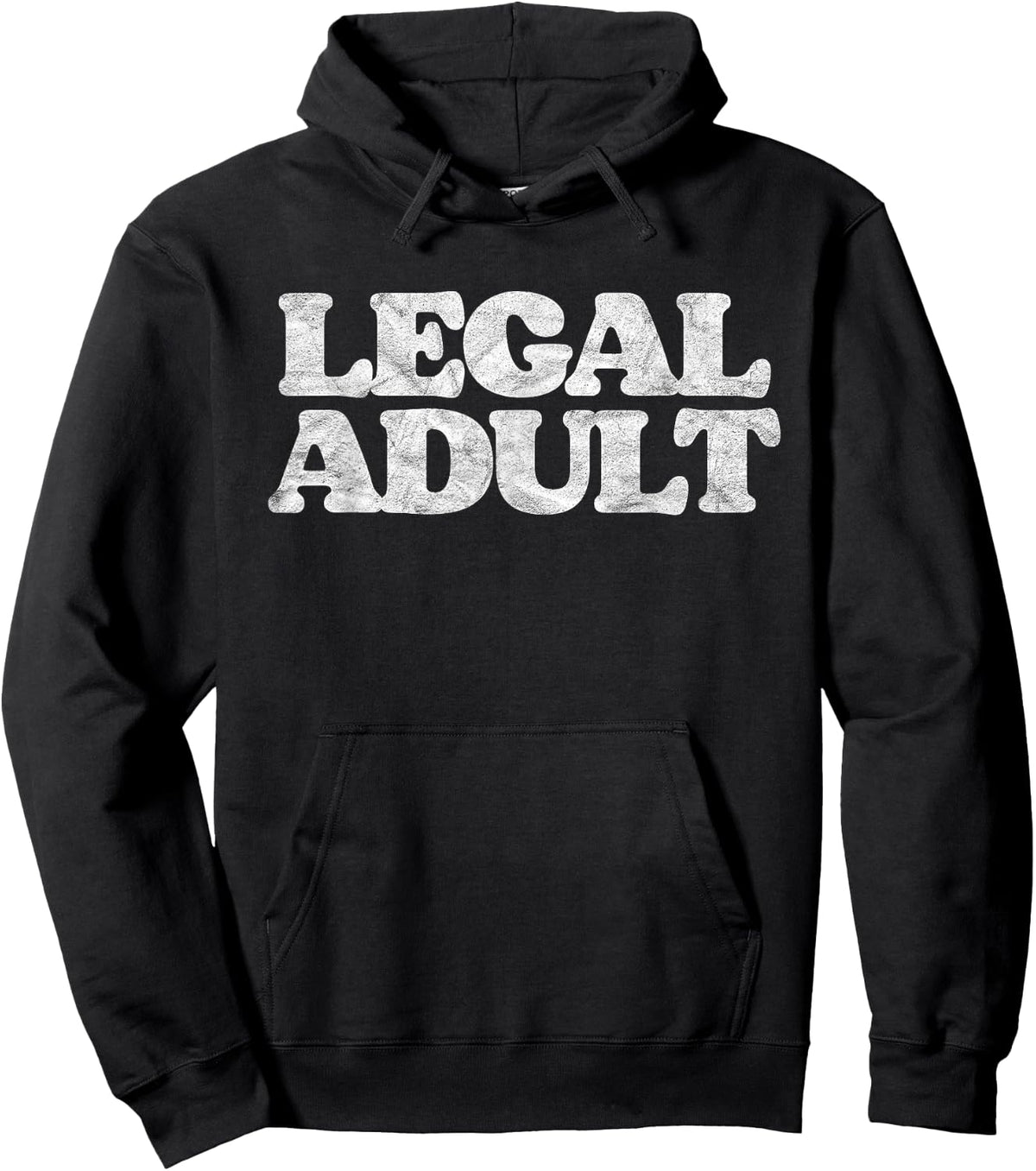 Legal Adult Funny Adulting Simple Grown-Up Distressed Retro Hoodie - Hoodie | Black