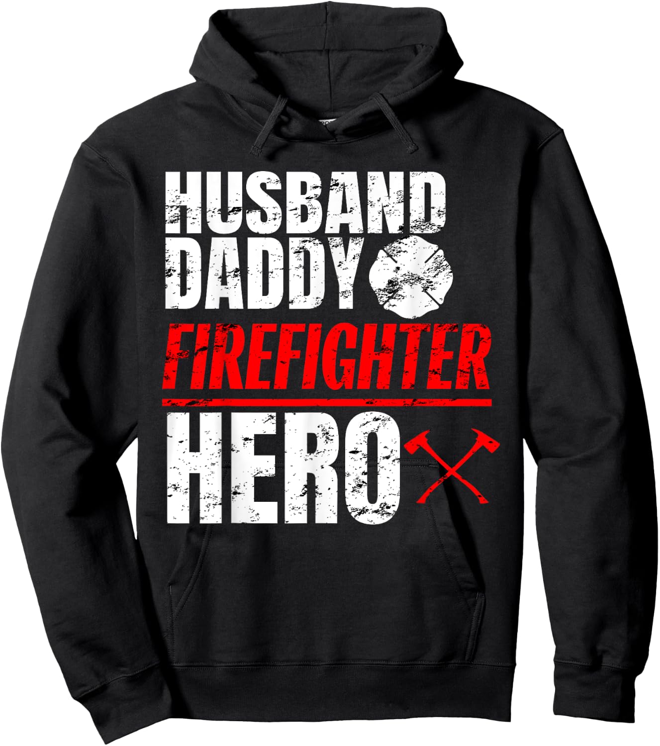 Firefighter Husband Shirt Daddy Hero Fireman Fathers Day Hoodie - Hoodie | Black