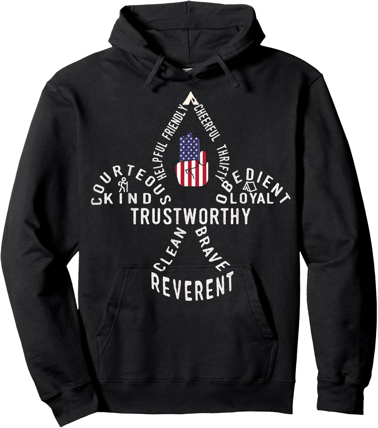 America Flag Scouting Law Hoodie - Hoodie | Black