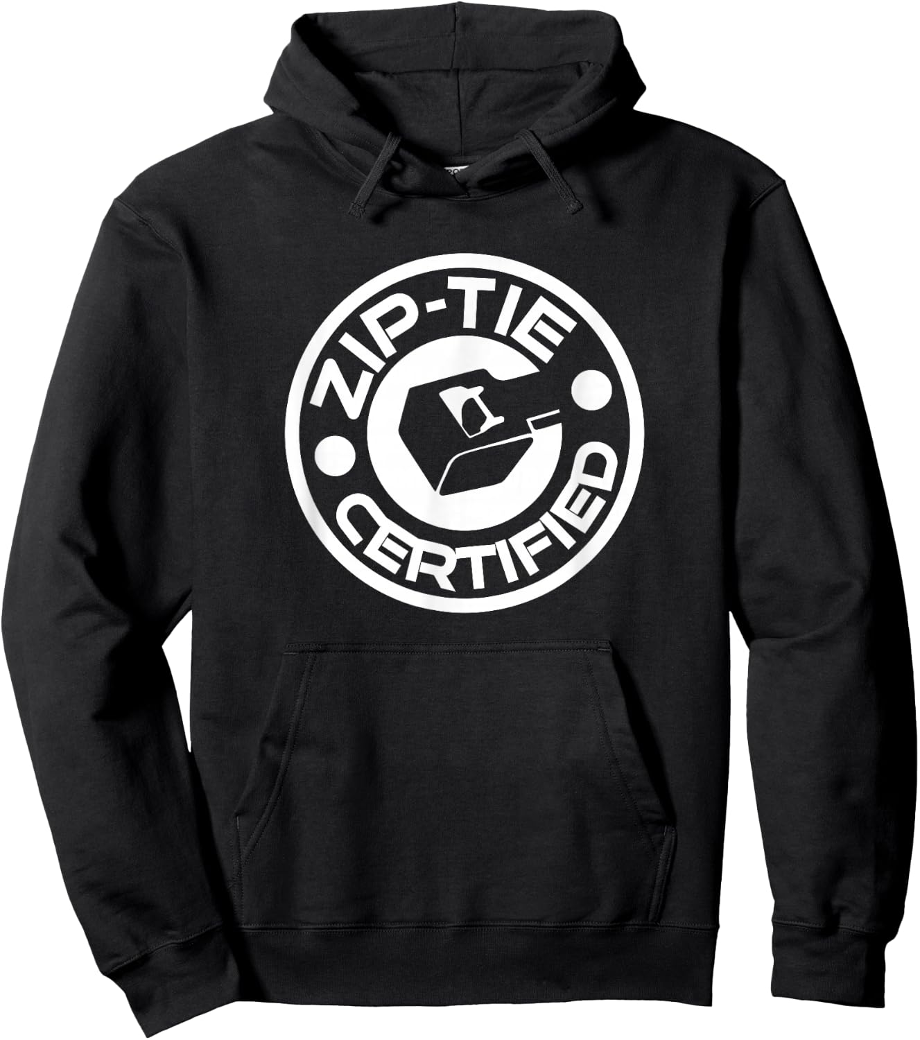 Funny Mechanic Novelty Merch Zip Tie Certified ZipTie Technician Fix It Man Jimmy Rigging Black Cotton 90% Polyester 10% Men's Small Classic Fit Round Collar Short Sleeve Hoodie - Hoodie | Black