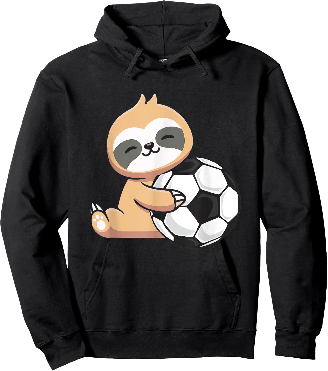 Sloth Soccer Cute Sloth Holding Soccer Ball Sport Hoodie - Hoodie | Black