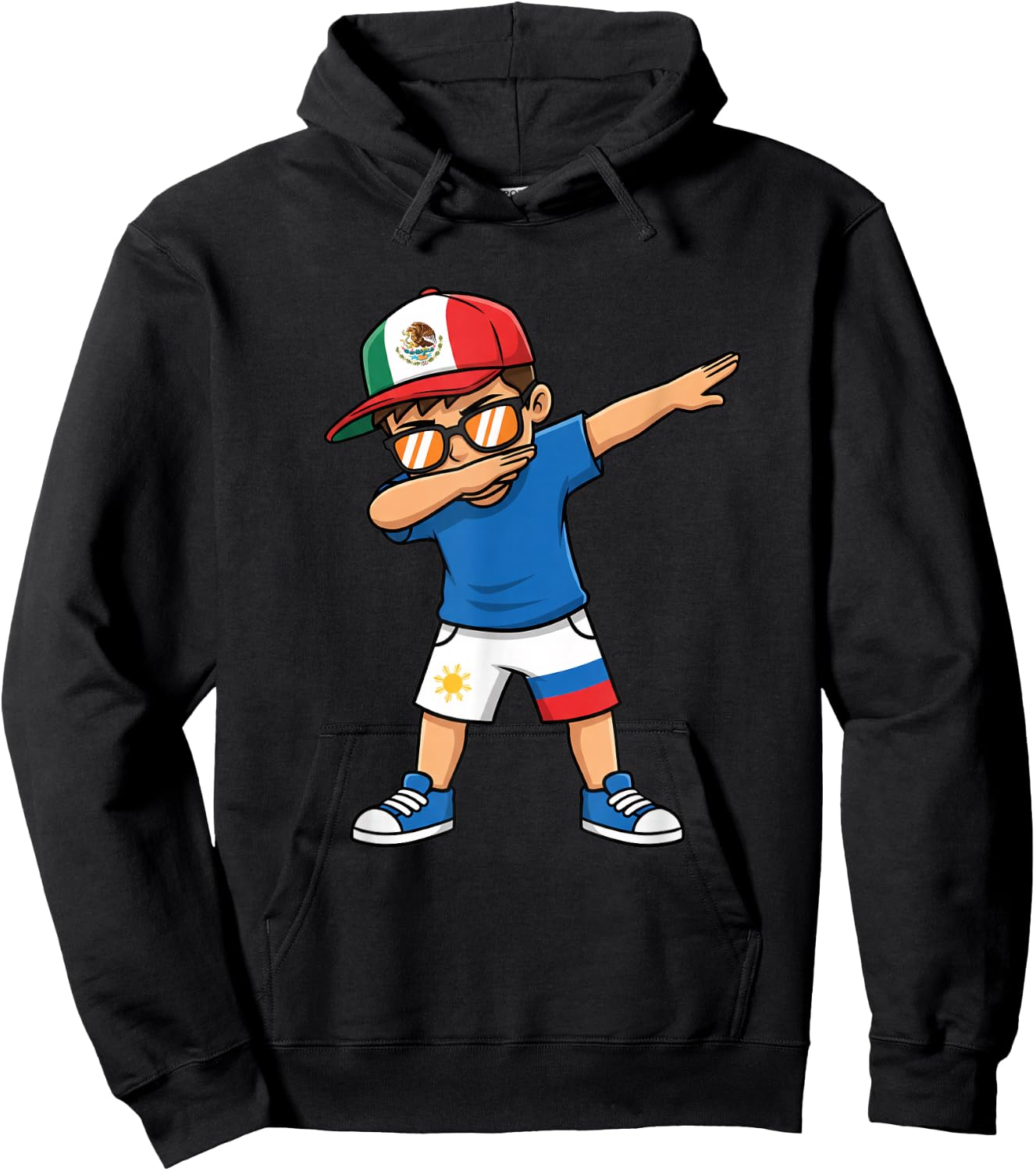 Mexican Filipino Kid Dabbing Boy with Hat Hoodie - Hoodie | Black