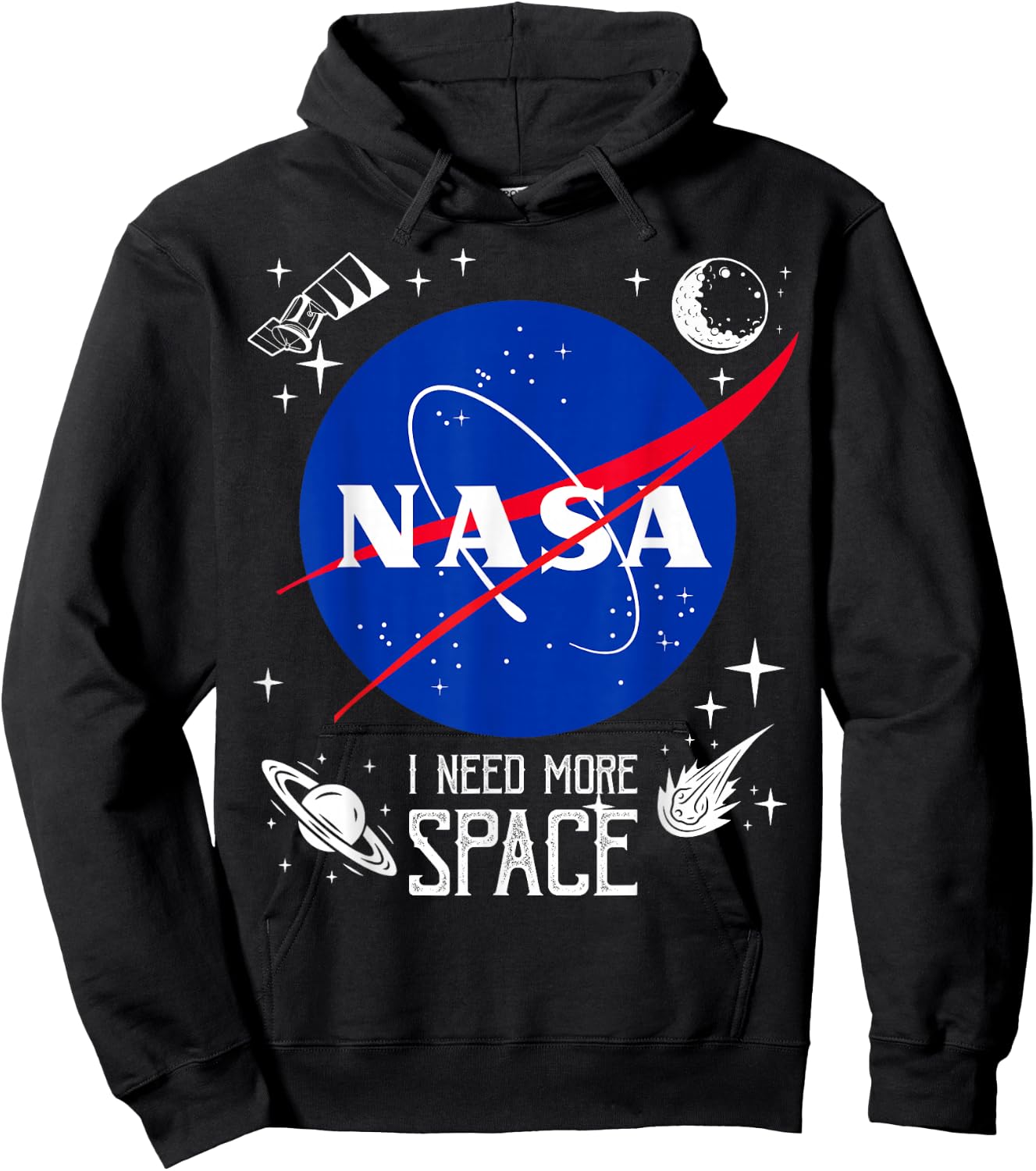 NASA Meatball Logo Classic I Need More Space Hoodie - Hoodie | Black