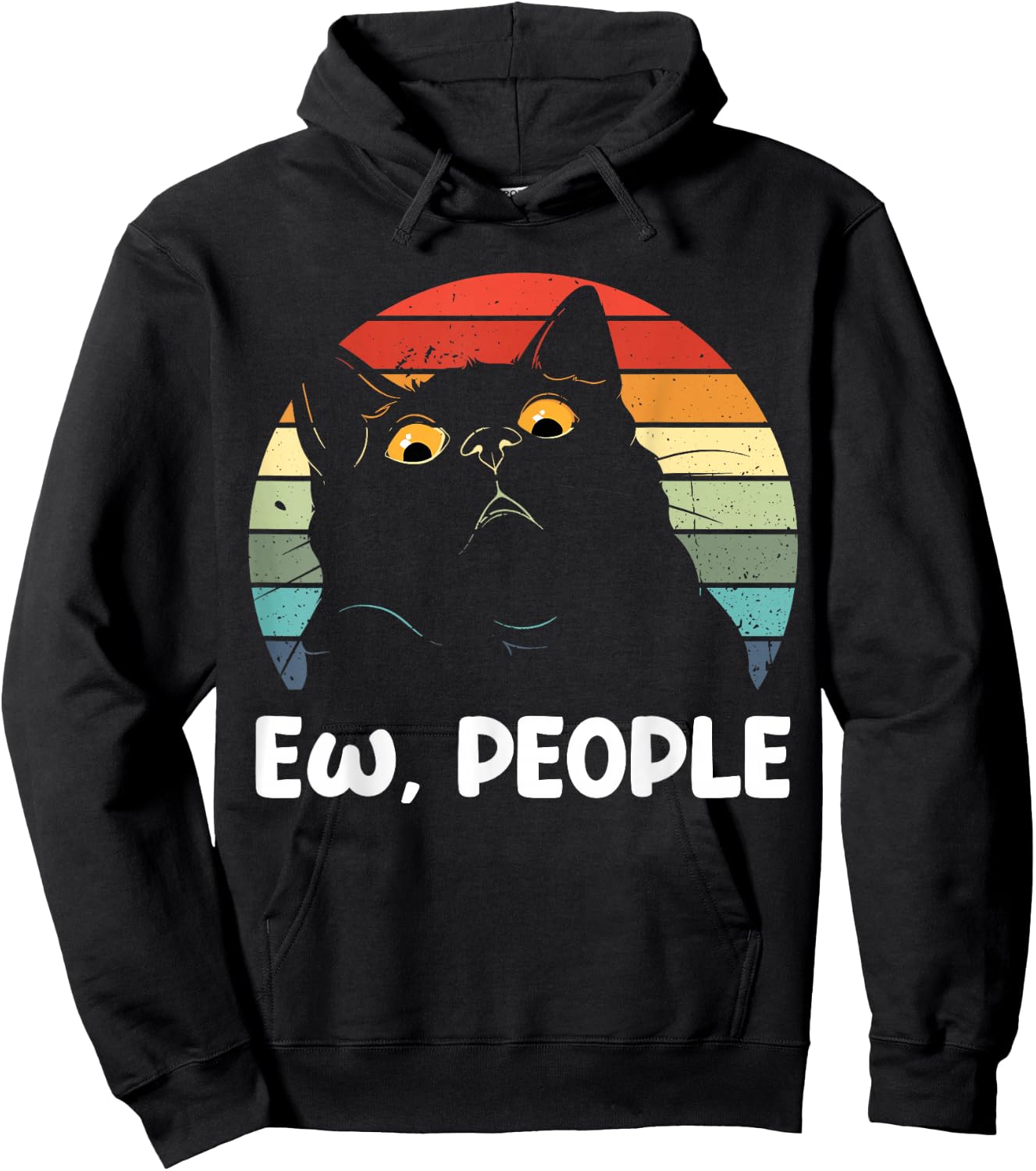 Ew people funny Black Cat lover men fun cat saying Hoodie - Hoodie | Black