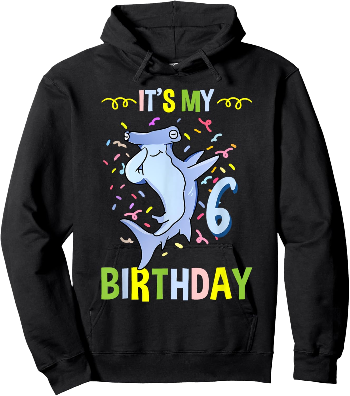 Its My 6th Birthday Hammerhead Shark Hoodie - Hoodie | Black