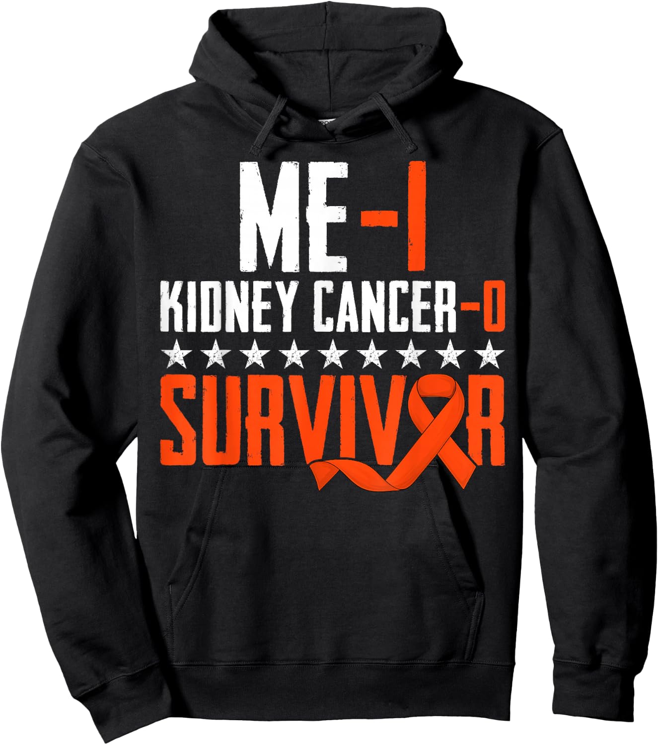 Me 1 Kidney Cancer 0 Orange Ribbon Survivor Warrior Fighter Hoodie - Hoodie | Black