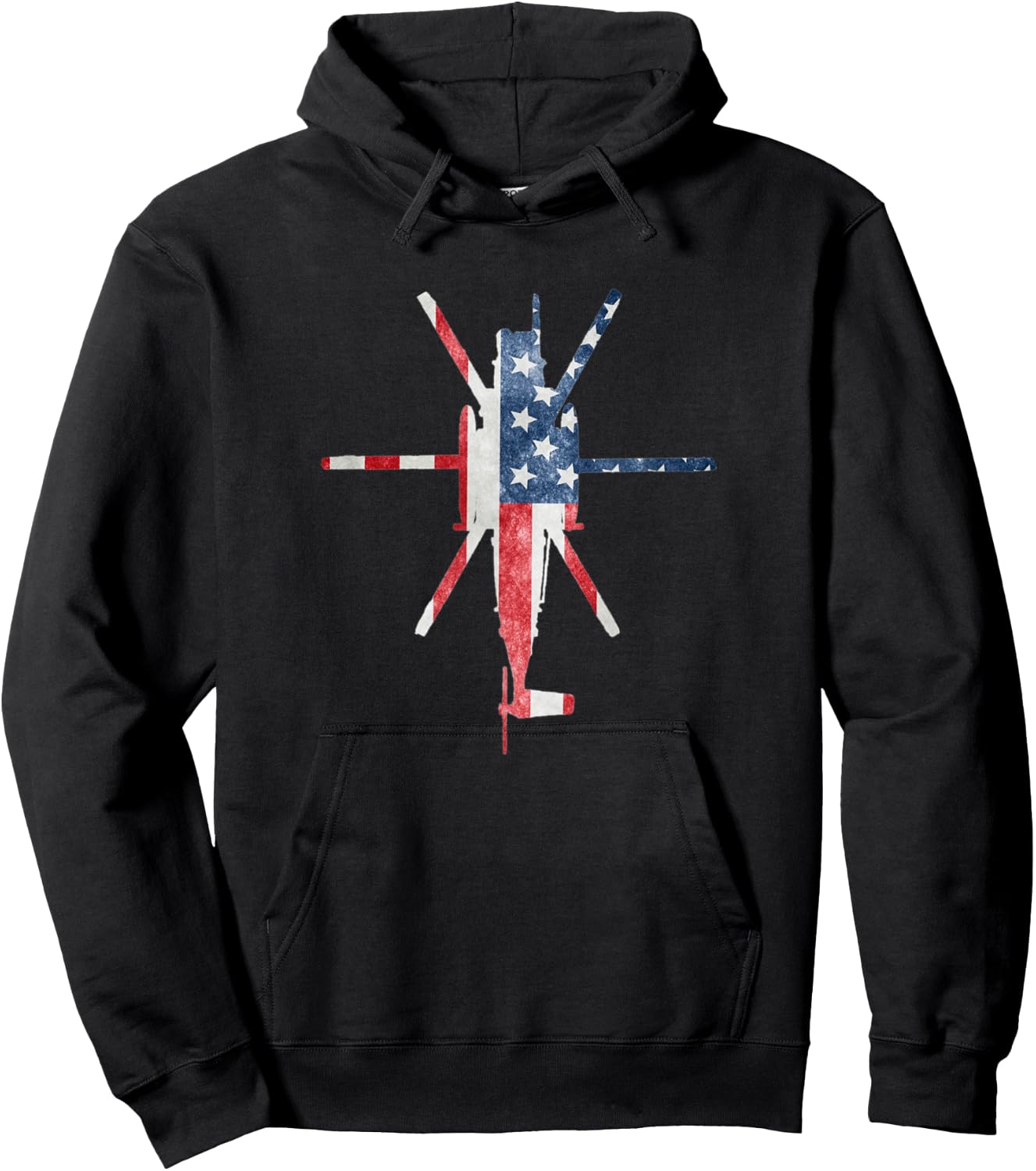 CH-53 Sea Stallion Chopper American Flag Military Hoodie - Hoodie | Black