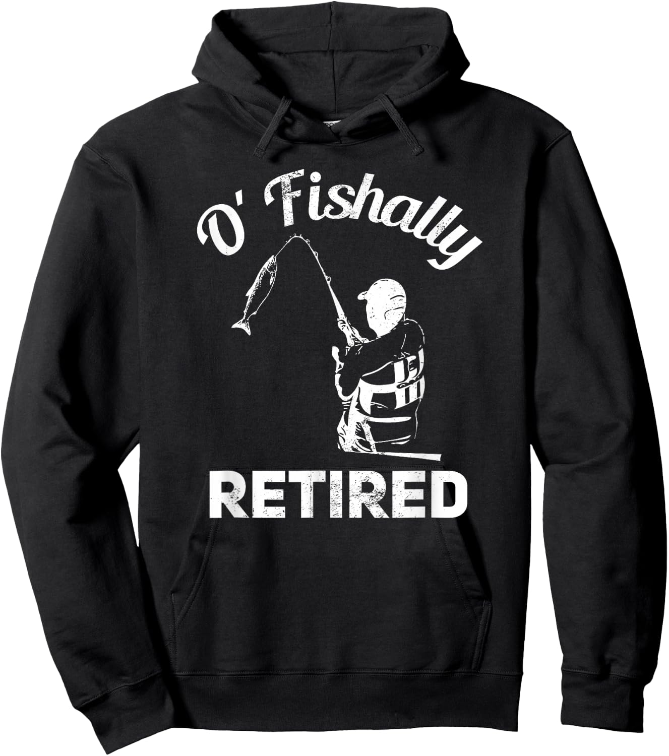 Ofishally Retired Fishing Retro Retirement Hoodie - Hoodie | Black