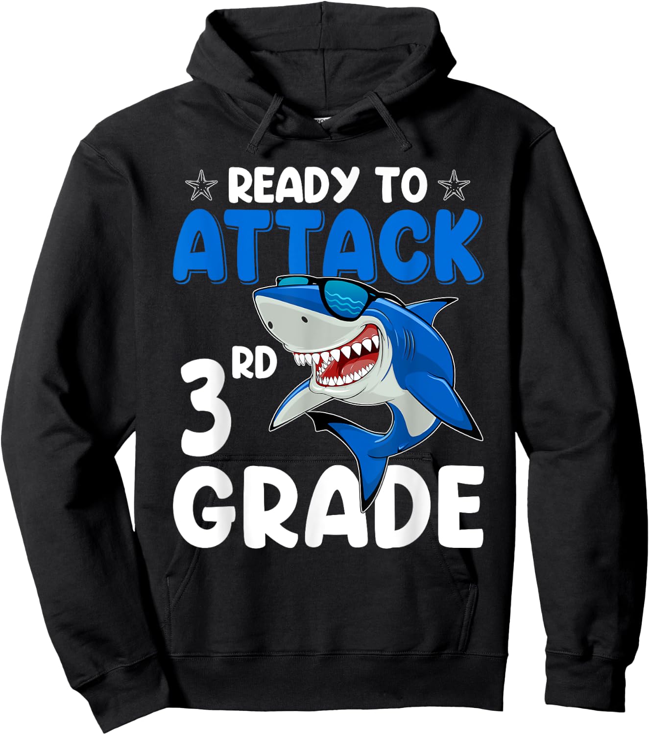 Ready To Attack 3rd Grade Shark Third Grade Teacher Student Hoodie - Hoodie | Black