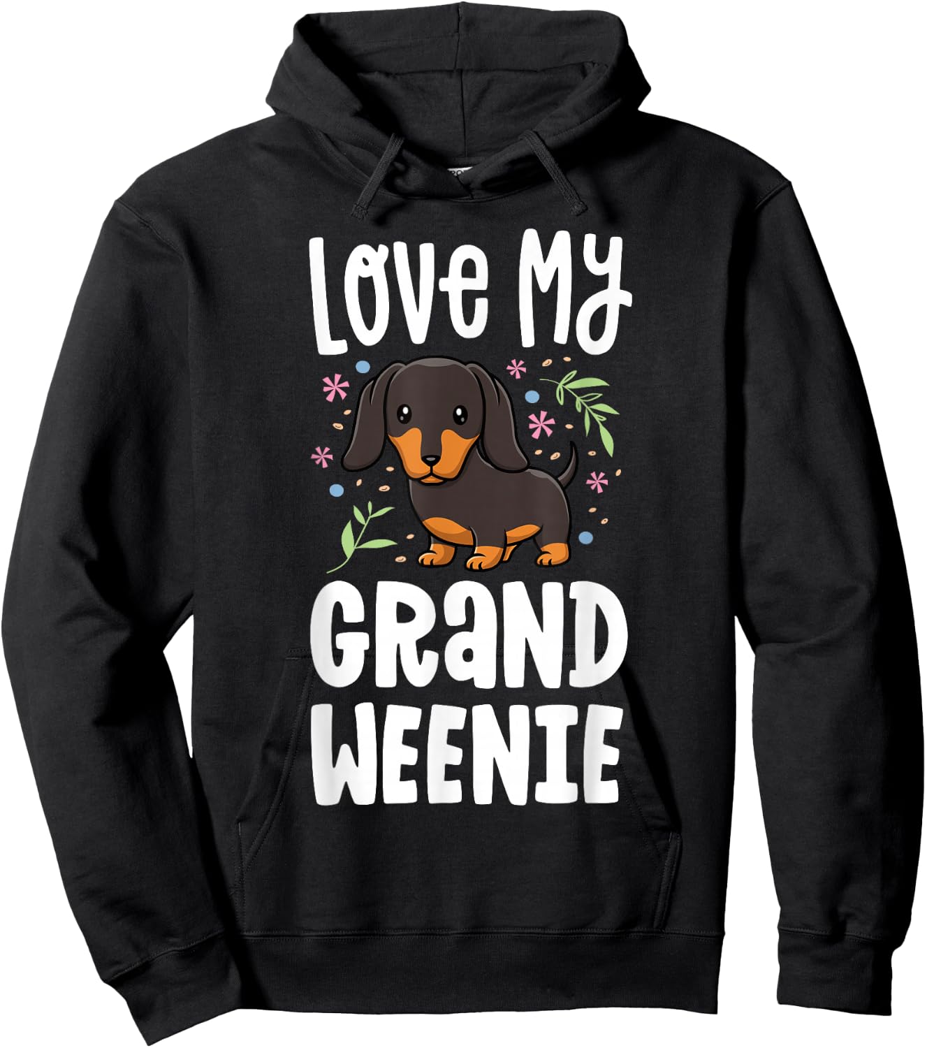 Love My Grand Weenie Dachshund Granddog Grandma Grandpa Hoodie - Hoodie | Black