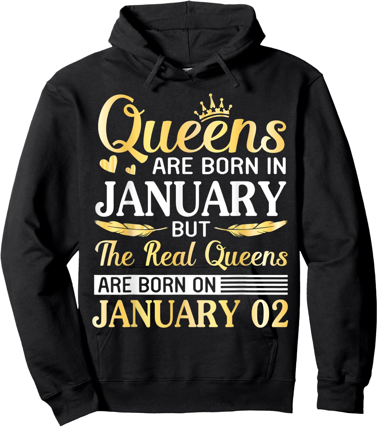 Queens Are Born In Jan Real Queens Are Born On January 02 Hoodie - Hoodie | Black