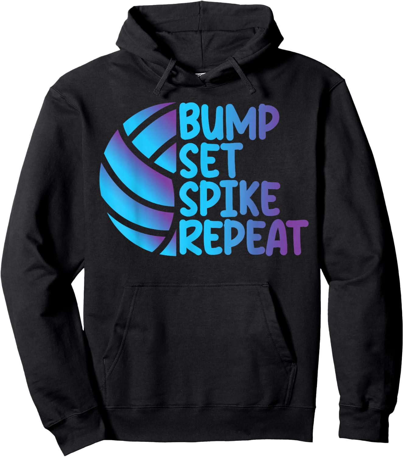 Awesome and Cool Volleyball Bump Set Spike Repeat Hoodie - Hoodie | Black