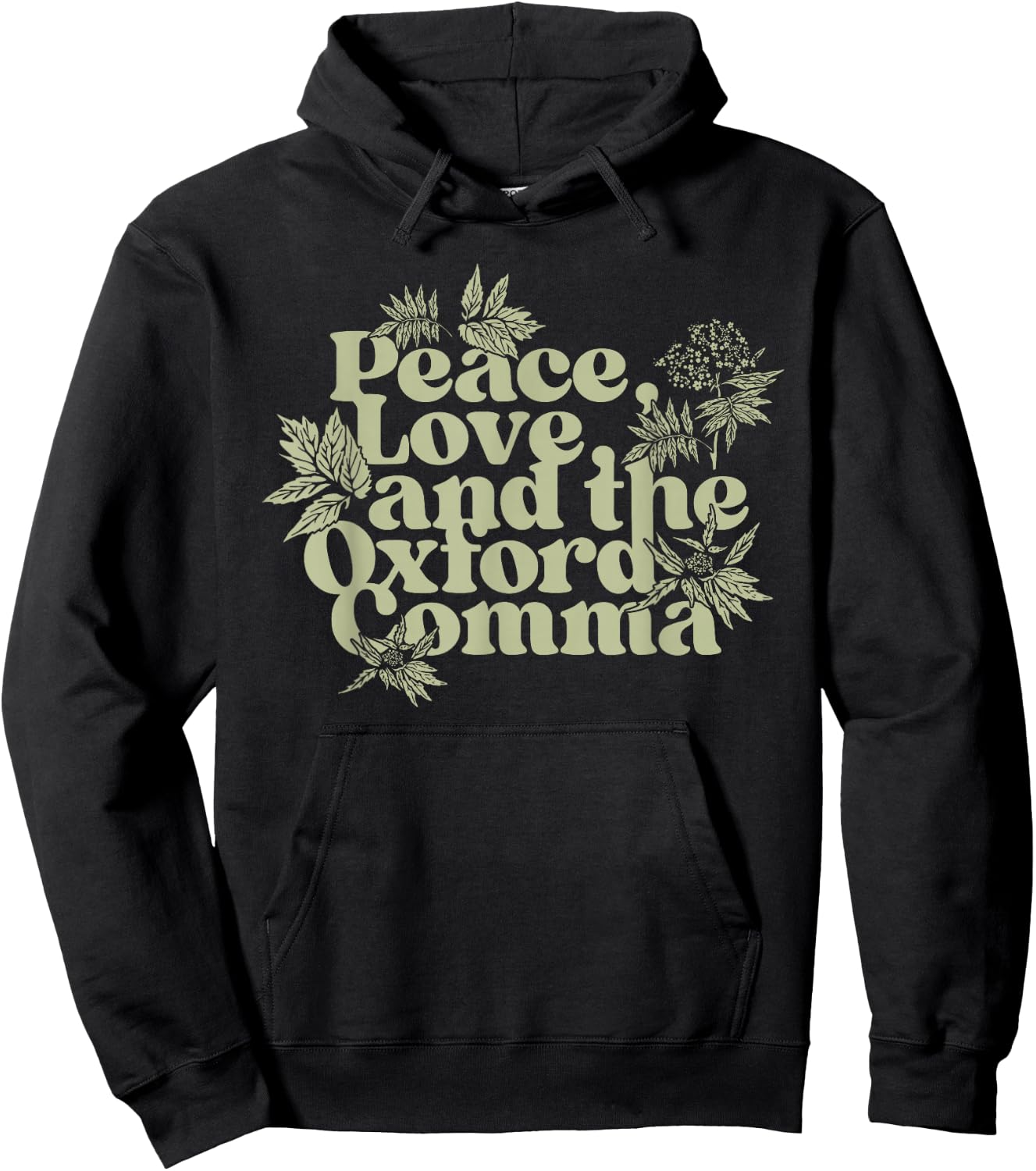 Peace Love And The Oxford Comma Funny Hoodie - Hoodie | Black