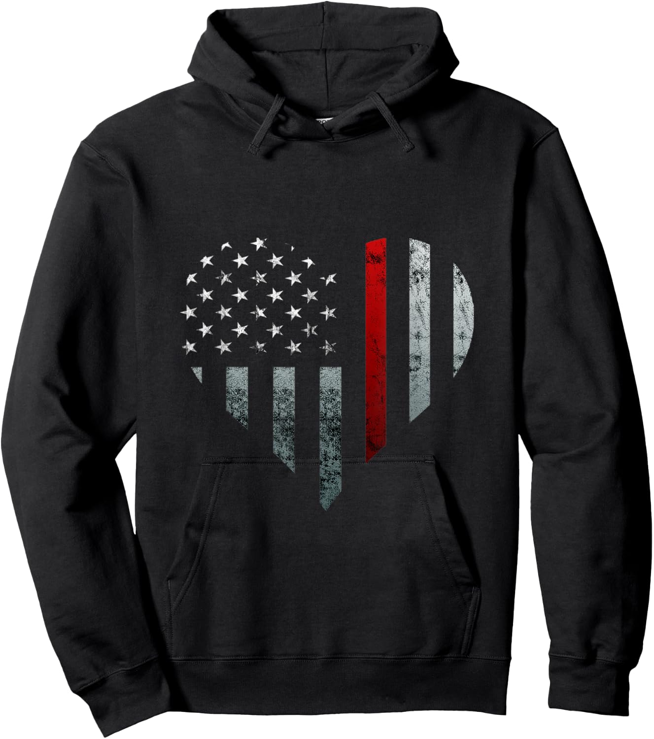 Fireman Thin Heart Firefighter American Flag Hoodie - Hoodie | Black
