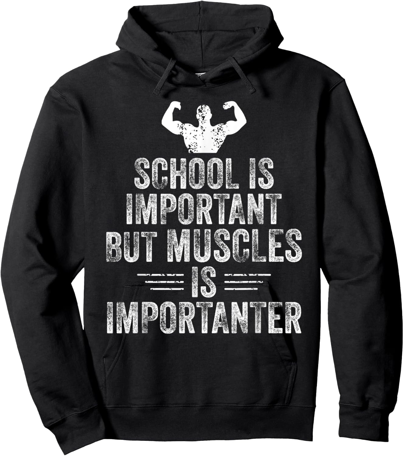 School is Important but Muscles is Importanter Funny Sports Hoodie - Hoodie | Black