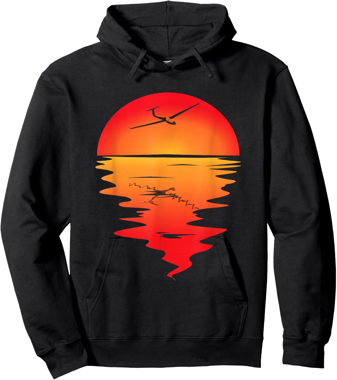Sailplane Vintage Sunset Gliding Pilot Aviation Airplane Hoodie - Hoodie | Black