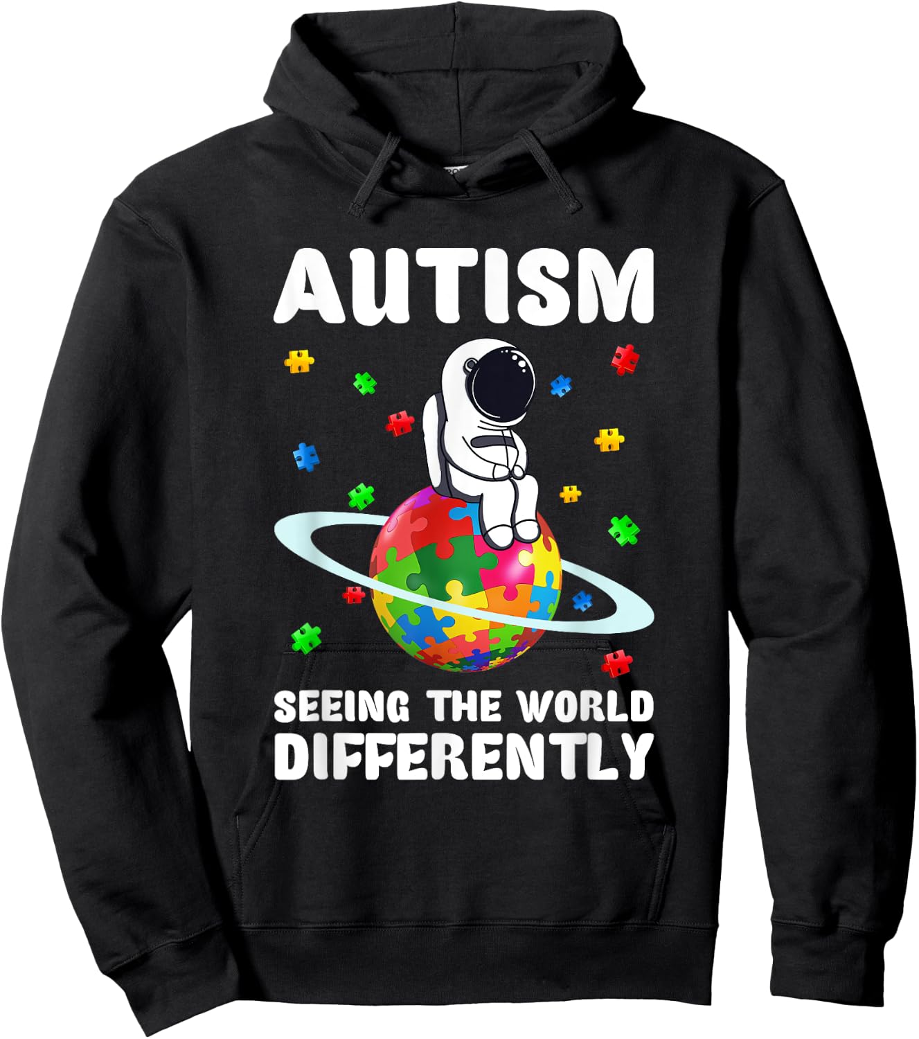 Autism Seeing The World Differently Shirt Astronaut Autism Hoodie - Hoodie | Black
