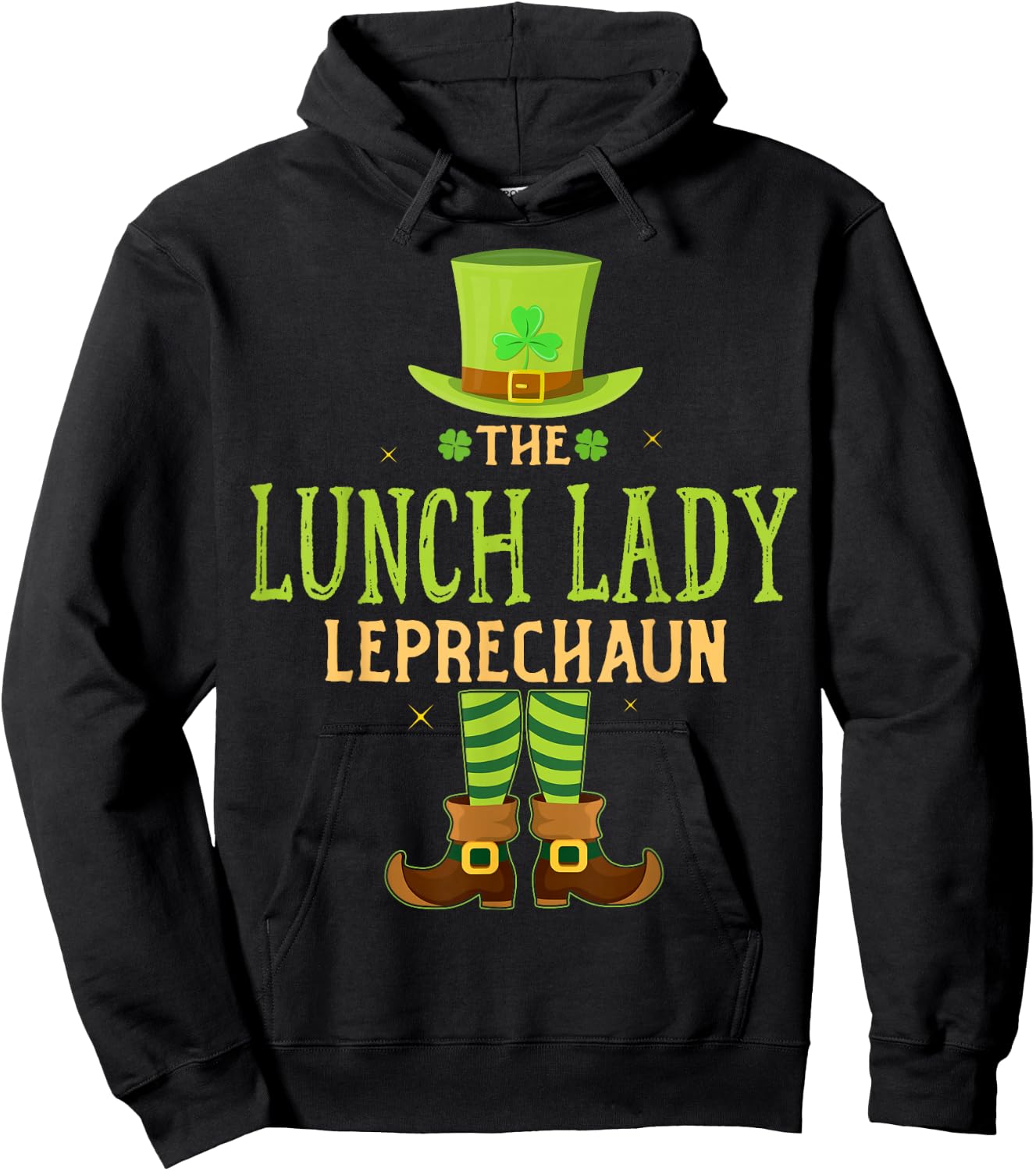 The Lunch Lady Leprechaun Funny Matching St Patricks Day Hoodie - Hoodie | Black