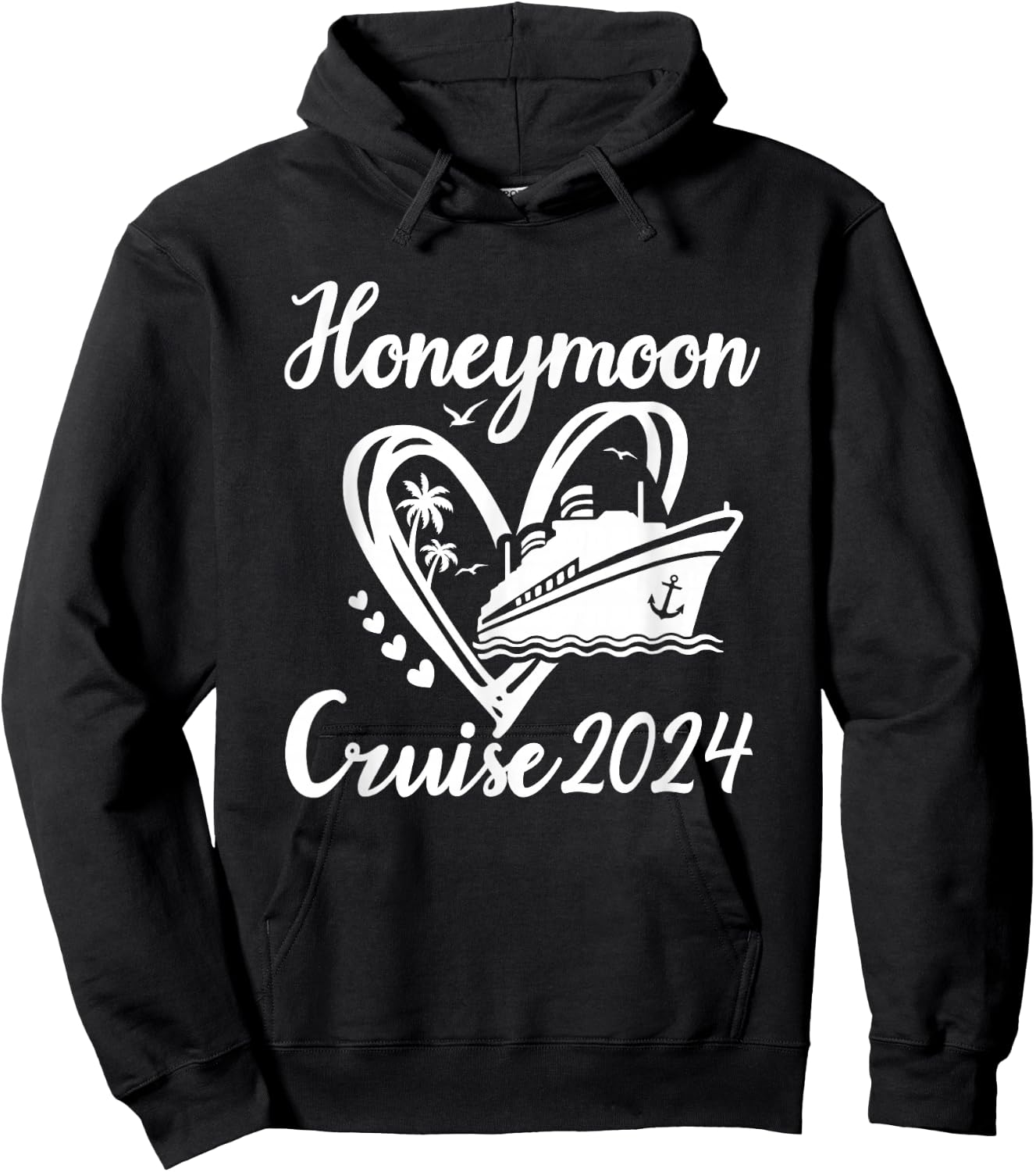 Honeymoon Cruise for Couples 2024 Cruising Newlyweds Wedding Hoodie - Hoodie | Black