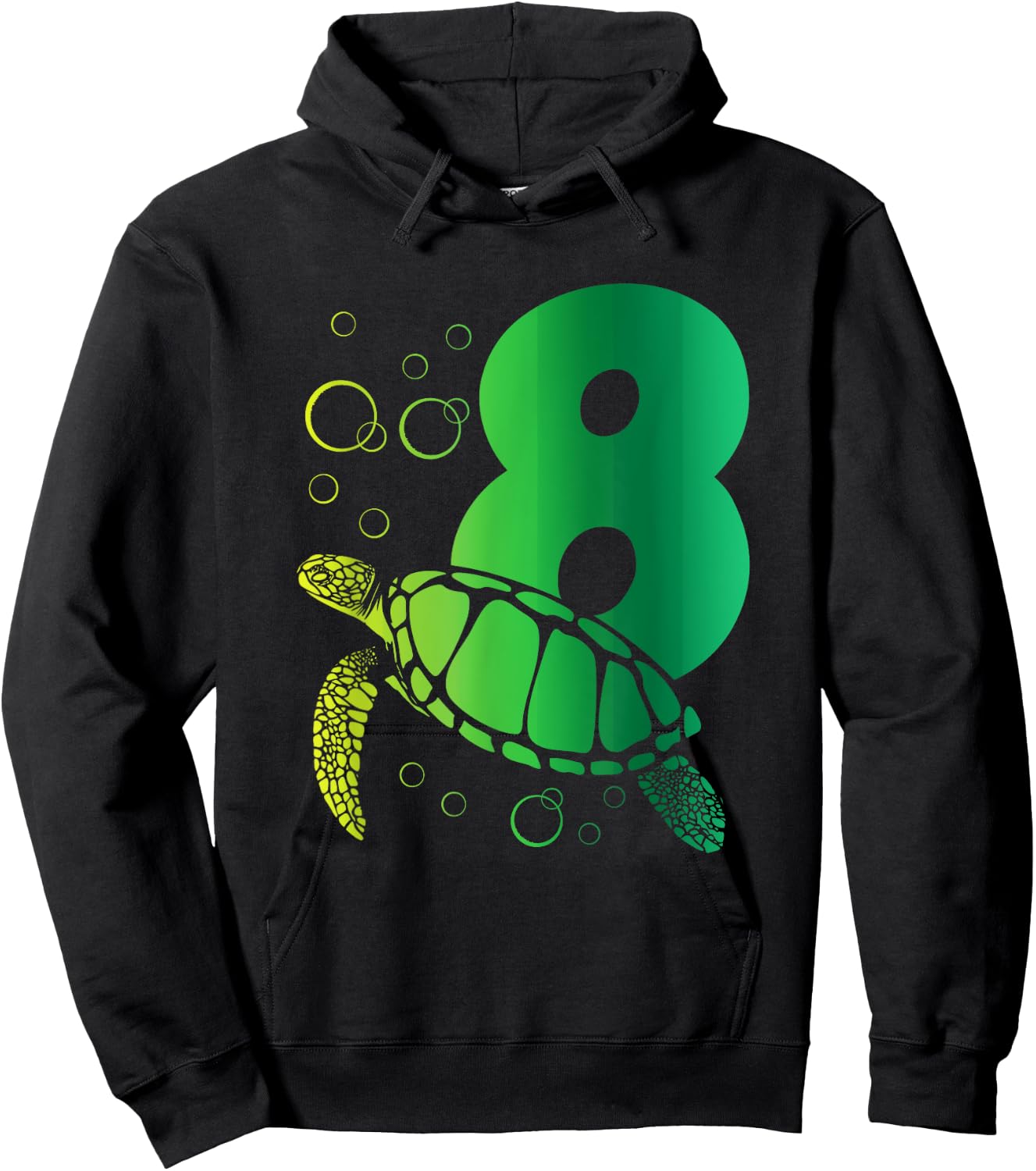 8th Birthday Turtle Hoodie - Hoodie | Black