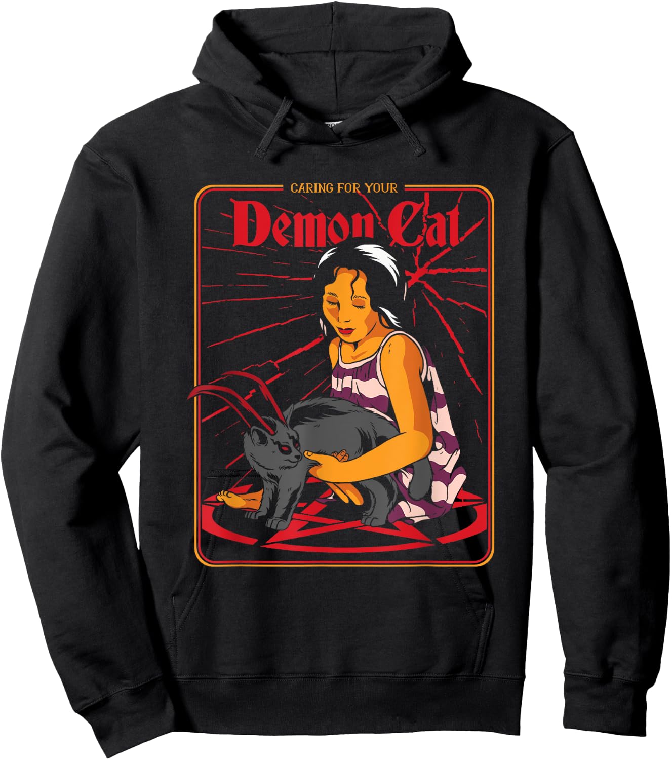 Caring For Your Demon Cat Halloween Costume for Cats Owners Men Women Hoodie - Hoodie | Black