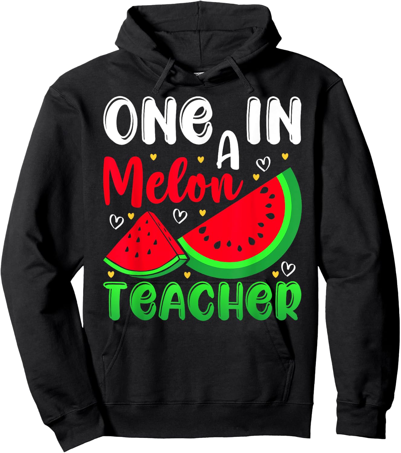 One In A Melon Teacher Watermelon Funny Summer Men Women Kids Hoodie - Hoodie | Black