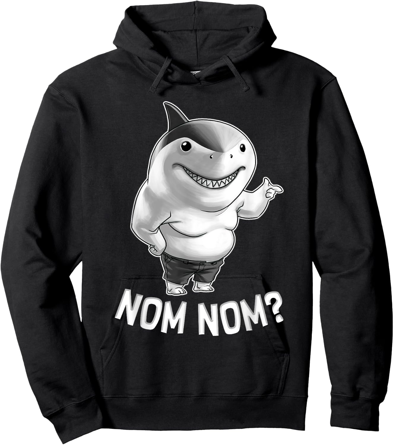Big Shark In The Squad Nom Nom Funny Movie Character Hoodie - Hoodie | Black