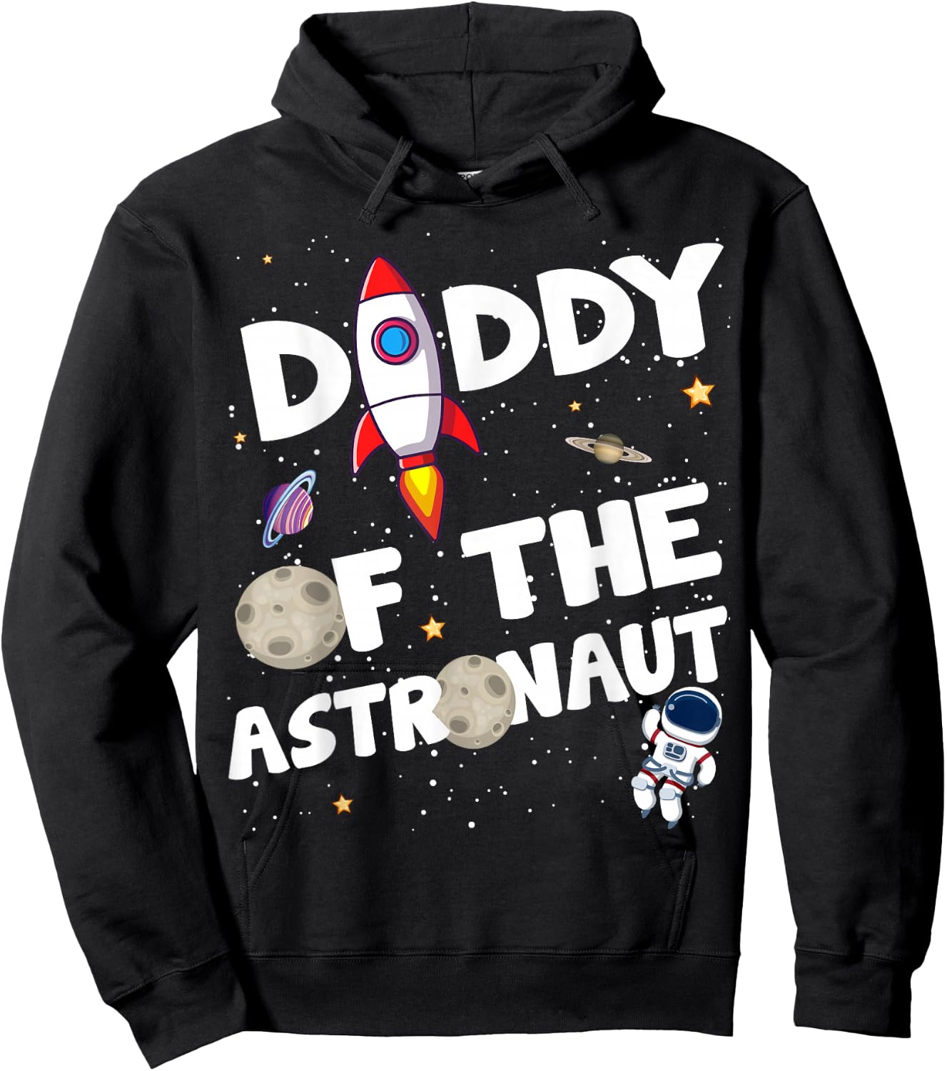 Daddy of the Astronaut Space Theme Birthday Party Dad Hoodie - Hoodie | Black