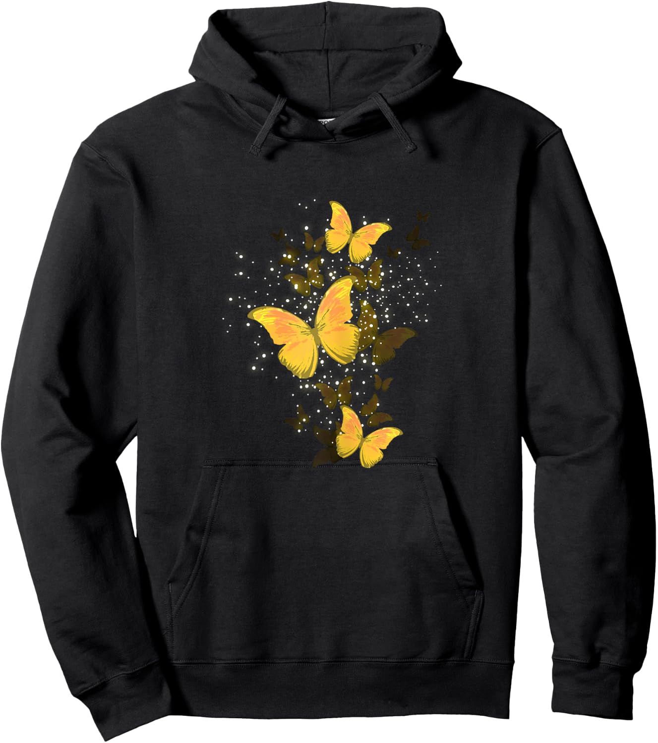 Golden Butterfly Glitters Flying Insect Animal Girls Gift Hoodie - Hoodie | Black