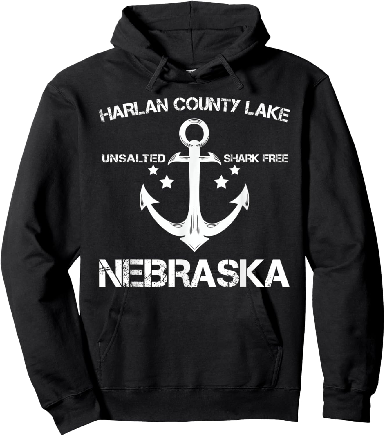 HARLAN COUNTY LAKE NEBRASKA Funny Fishing Camping Gift Hoodie - Hoodie | Black