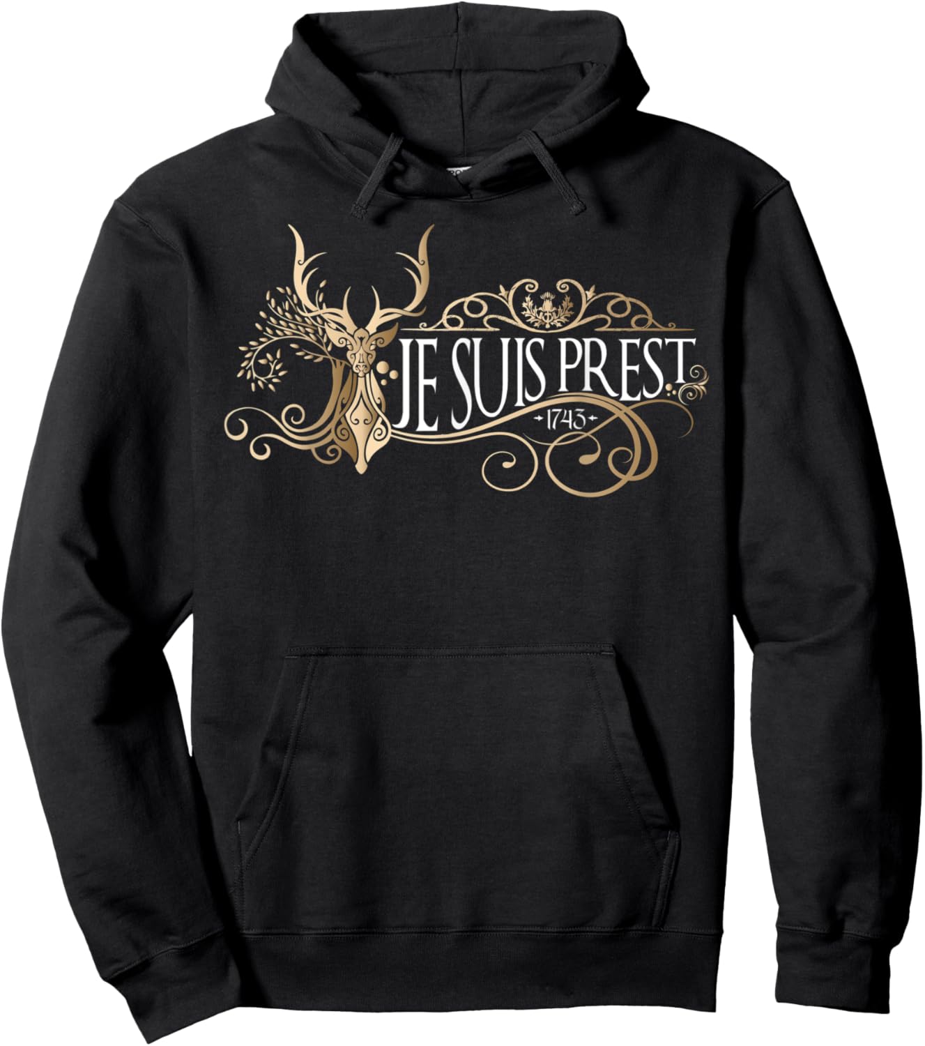 Je Suis Prest | Beige Deer | Scottish Gift Hoodie - Hoodie | Black
