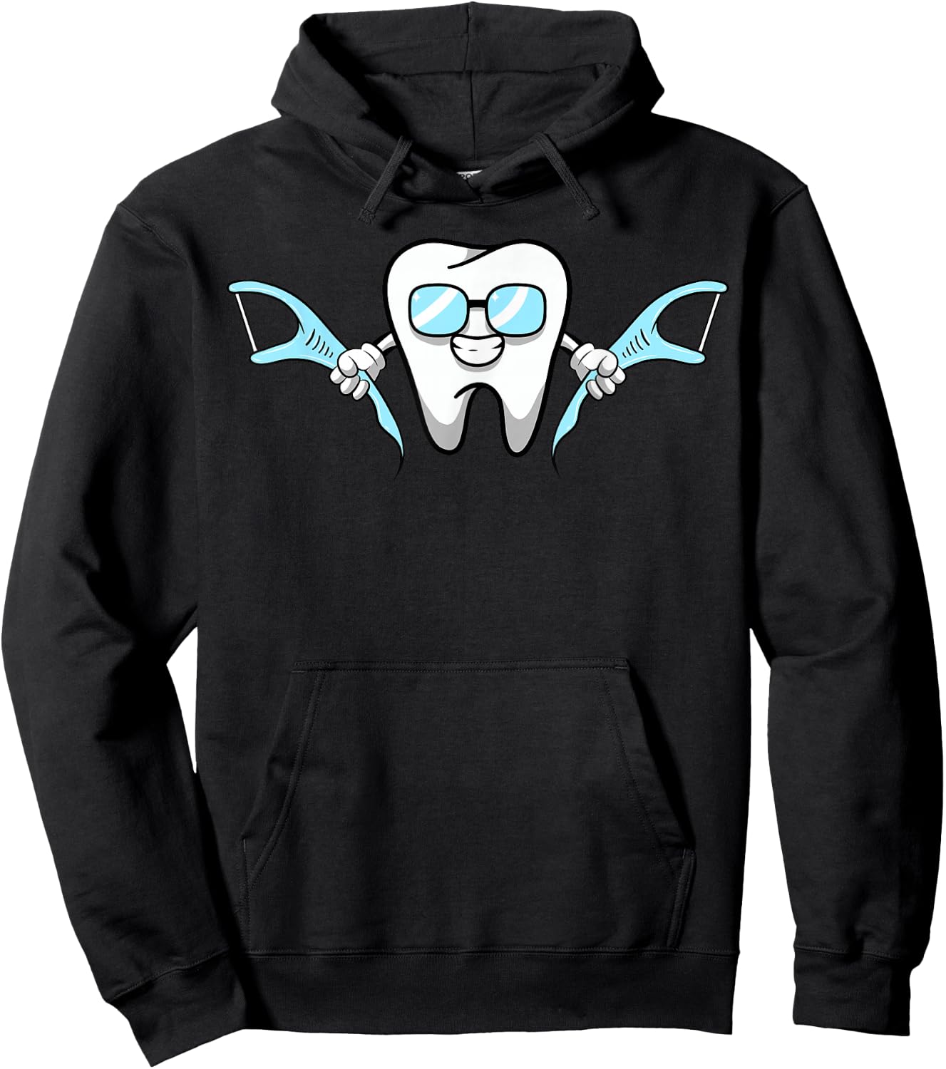 Lazy Costume for Dentist Smiling Cartoon Dental Floss Hoodie - Hoodie | Black