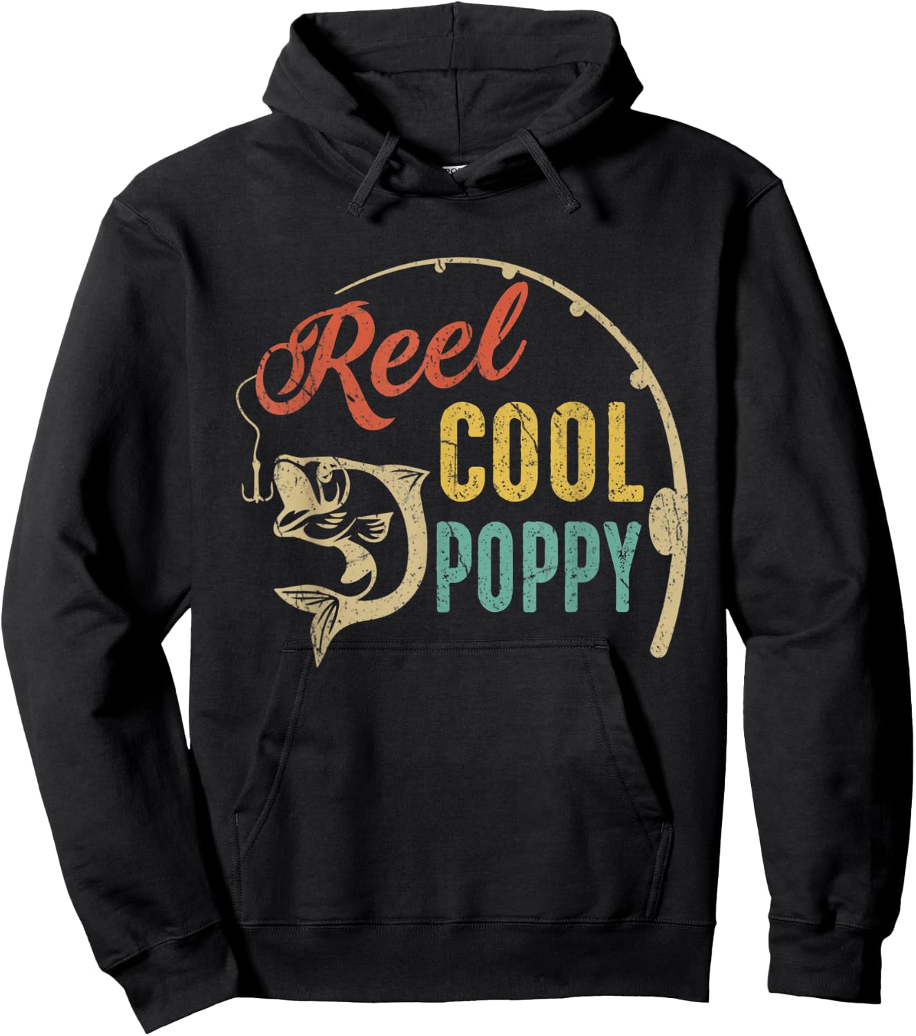 Funny Fathers Day Vintage Fishing Reel Cool Poppy Hoodie - Hoodie | Black