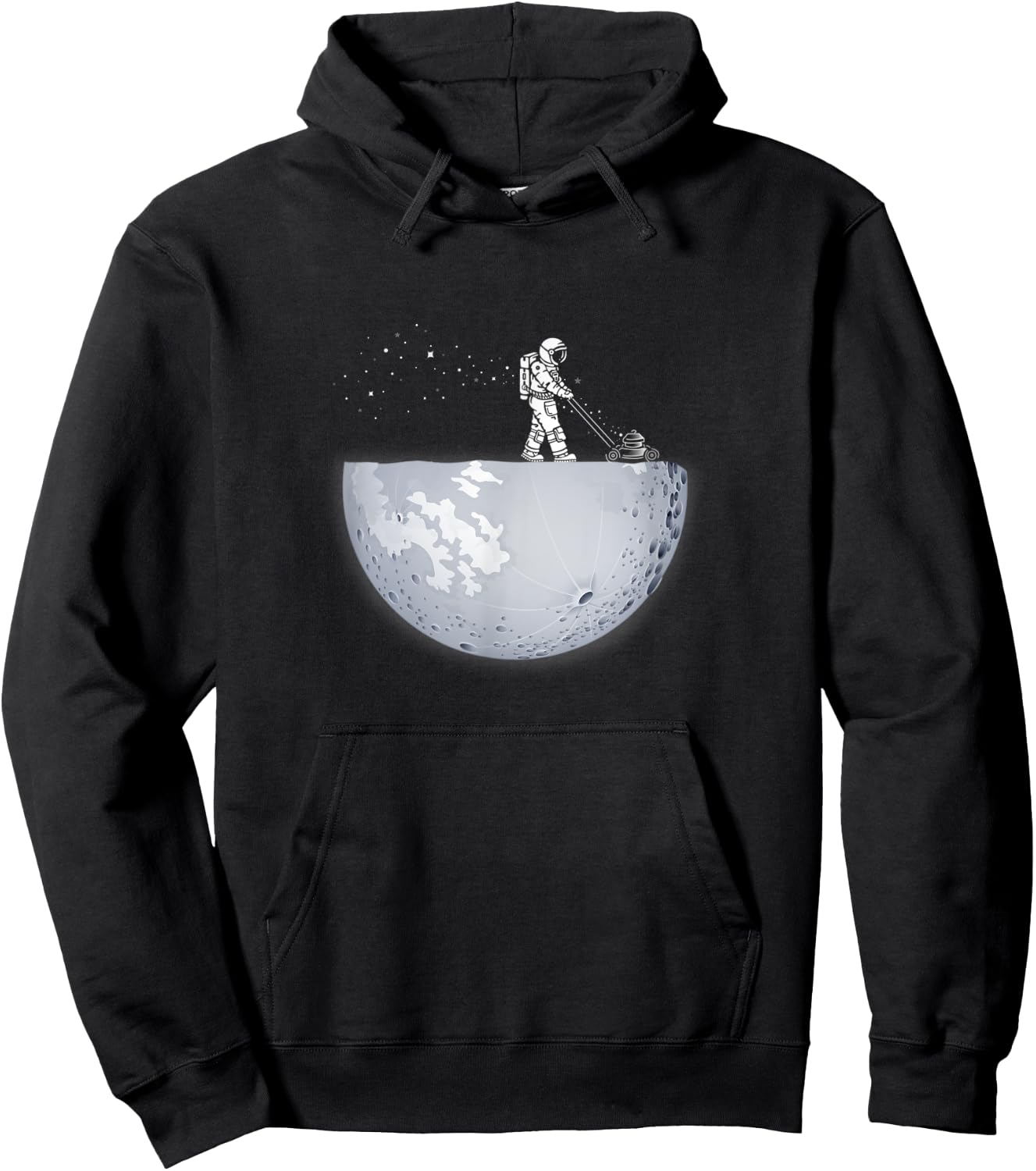 Spaceman mowing the moon with stars gardener, cool space Hoodie - Hoodie | Black