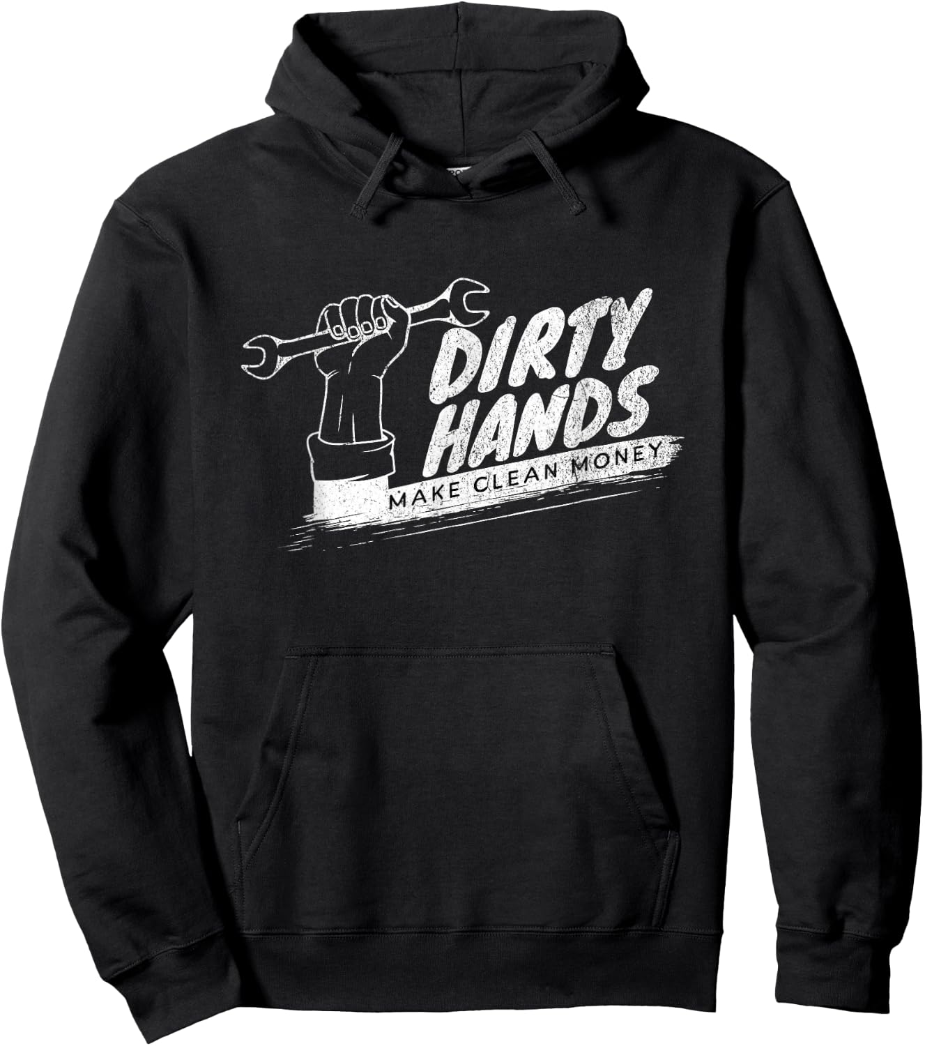 Vintage Distressed Dirty Hands Make Clean Lots of Money Hoodie - Hoodie | Black
