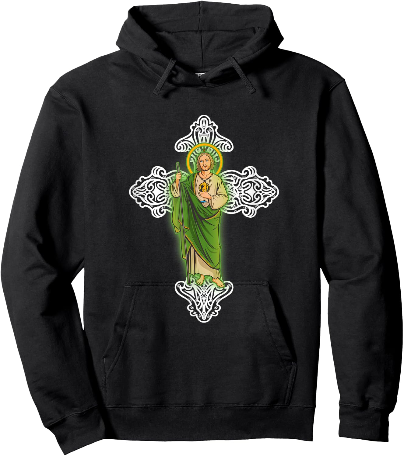 Judas Tadeo con Cruz Santa. Hoodie - Hoodie | Black