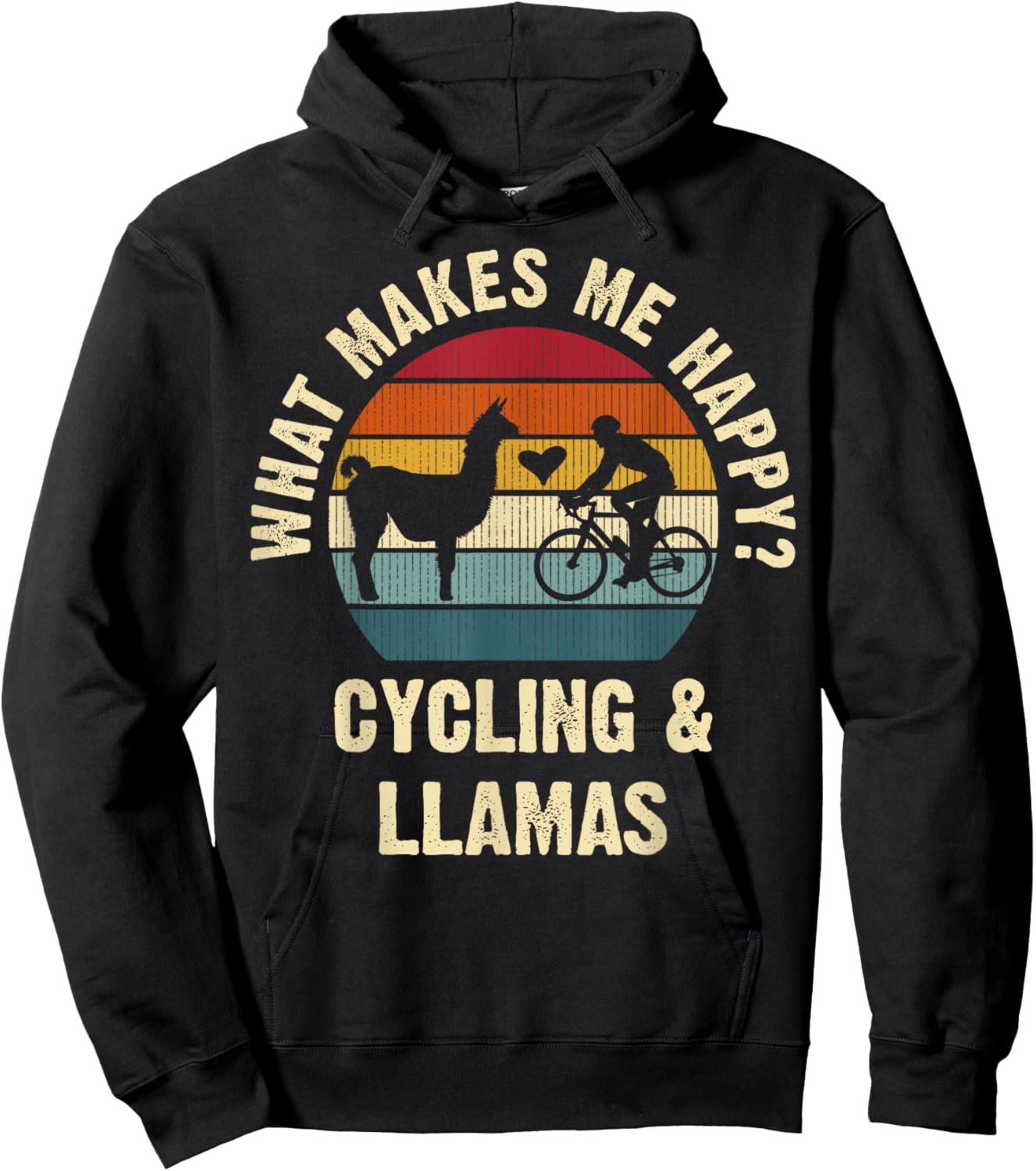 Llama and Cycling Lover Bike Pet Bicycle Vintage Animal Cute Hoodie - Hoodie | Black