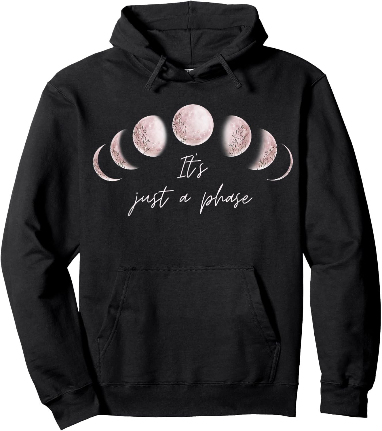 Phases Of The Moon Its Just A Phase Half Full Luna Graphic Hoodie - Hoodie | Black