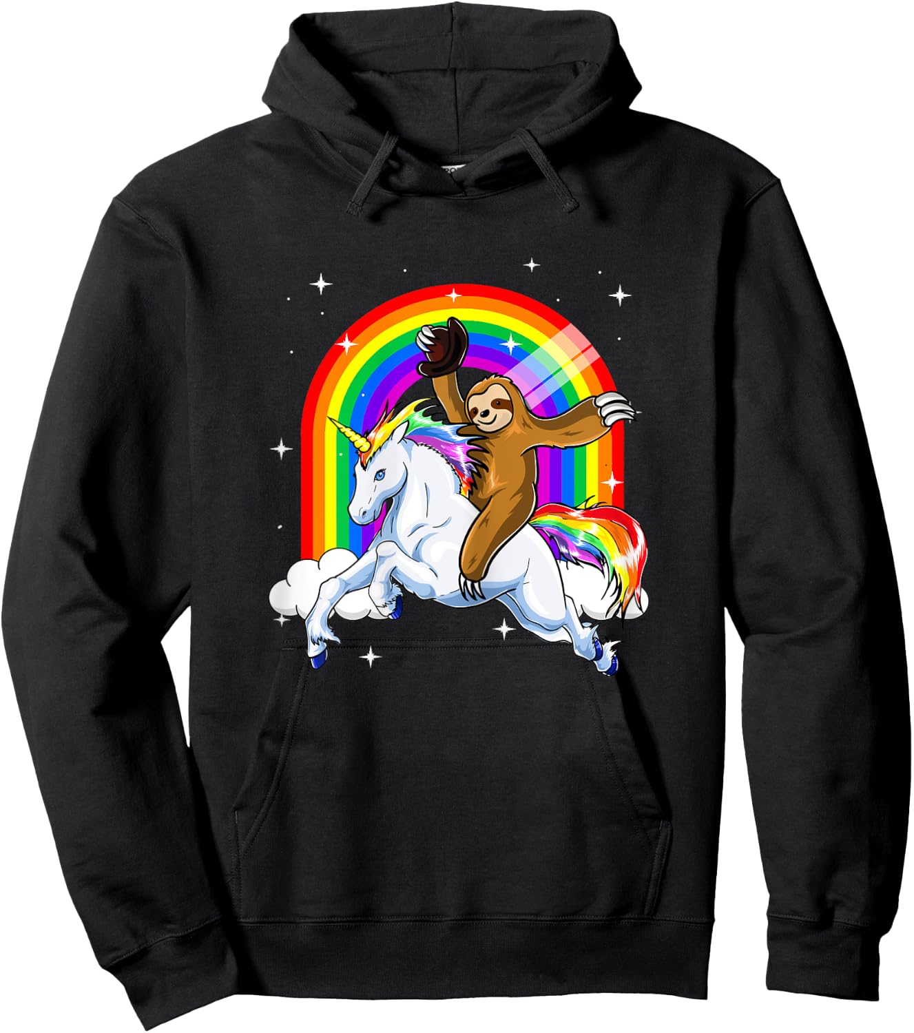 Sloth Riding Unicorn Women Kids Slothicorn Gifts Hoodie - Hoodie | Black