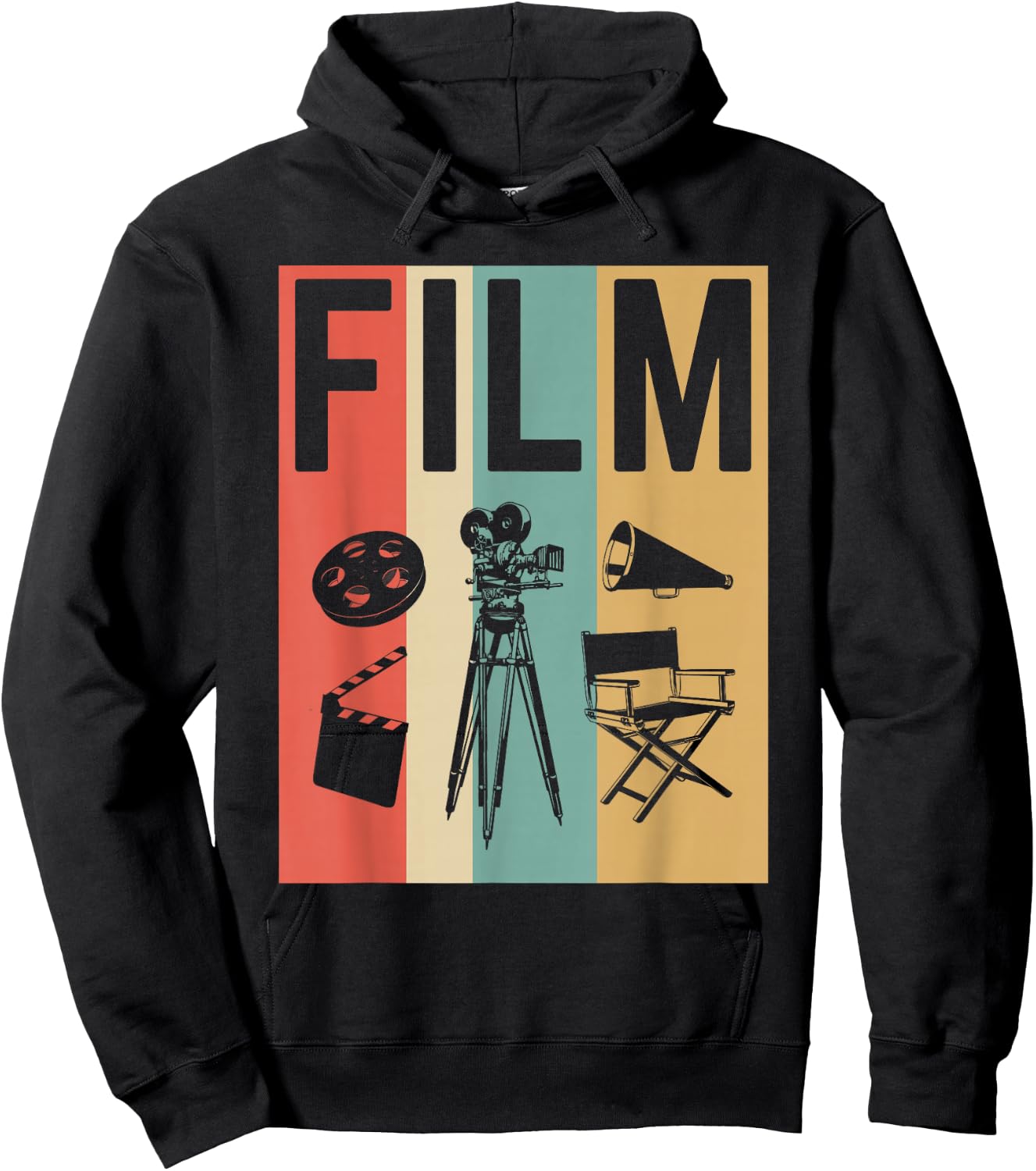 Vintage Film Cinema Shirt, Retro Movie Maker Gift Hoodie - Hoodie | Black
