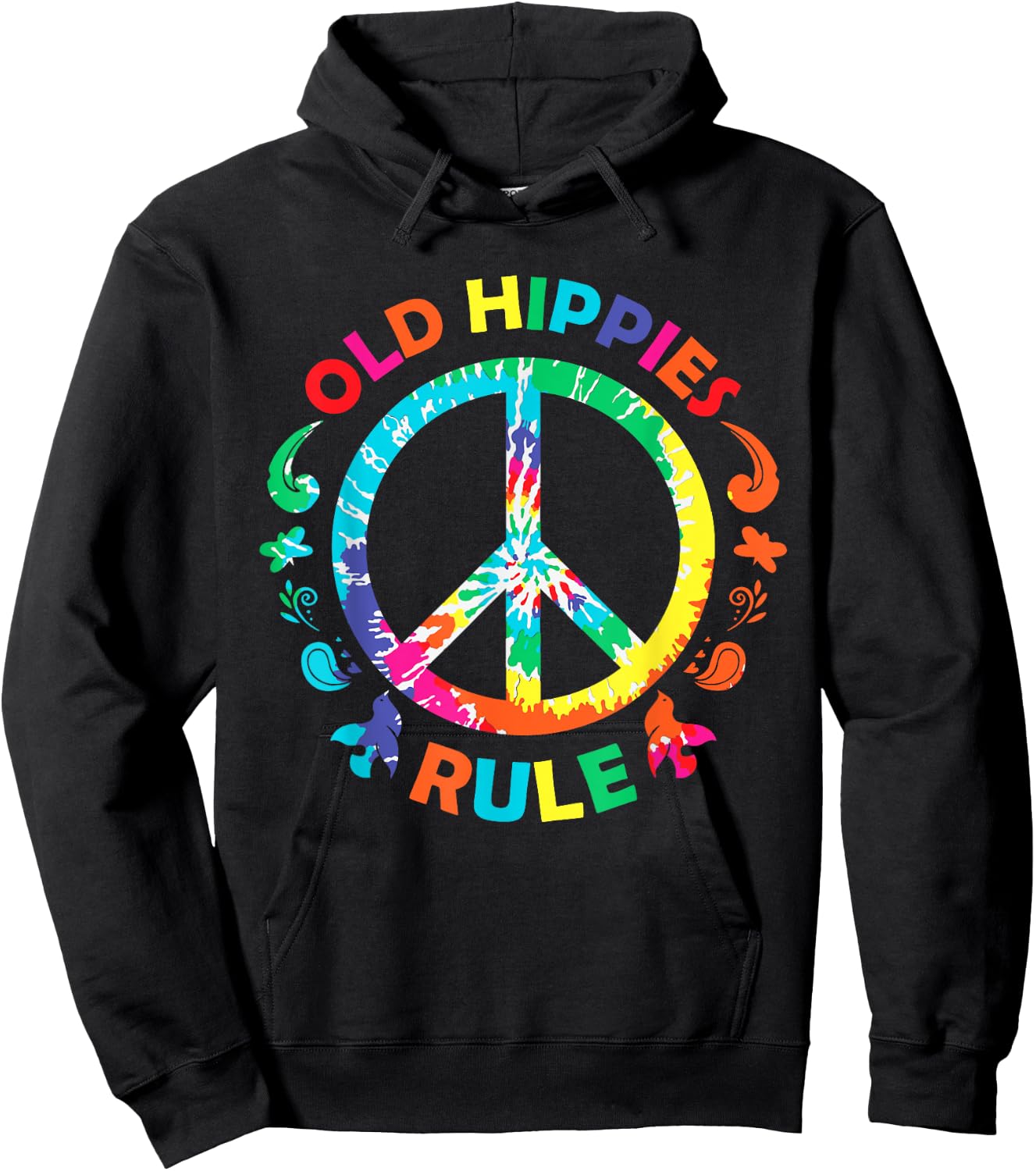 Old Hippies Rule Hippie Vintage Retro Costume Hippy Gift Hoodie - Hoodie | Black
