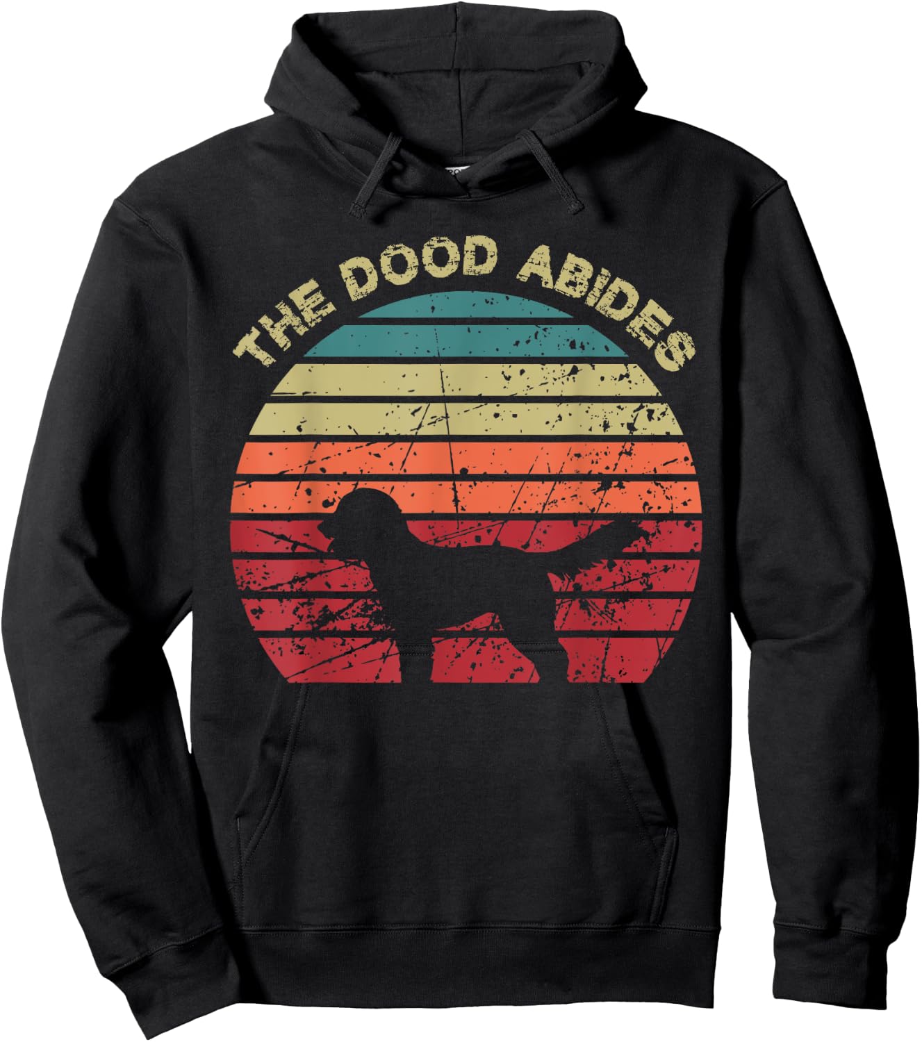 Rooks Artworks Paws - The Dood Abides - Labradoodle Goldendoodle Vintage Retro Adult - Black - Short Sleeve - Classic Fit - Retro Vintage Design - Casual, Everyday, Birthdays Hoodie - Hoodie | Black