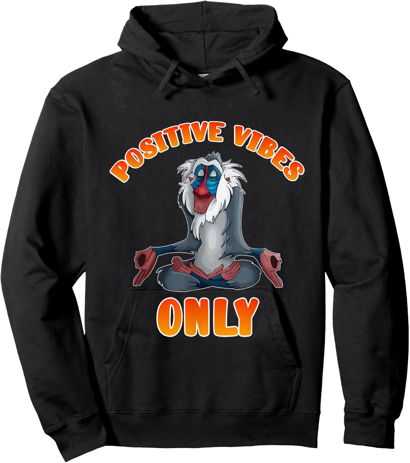 Positive Vibes Monkey Namaste Meditation Zen Hoodie - Hoodie | Black