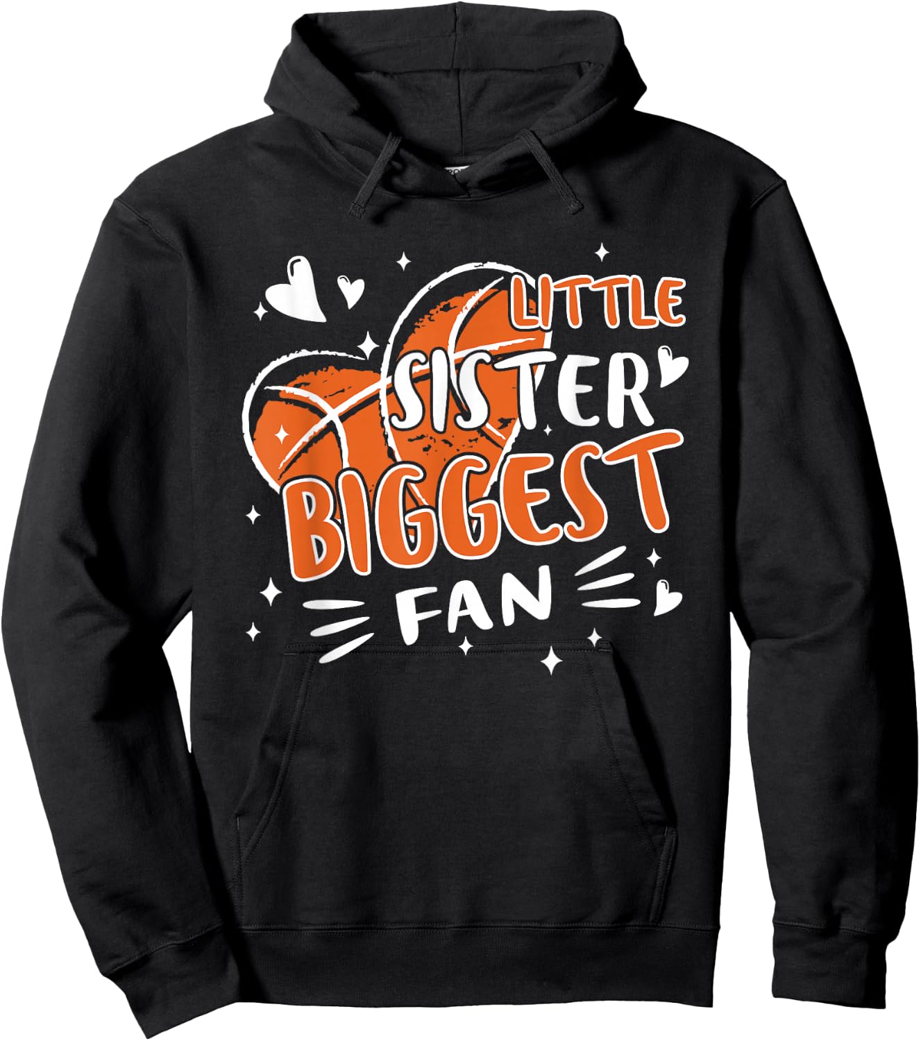 Funny Little Sister Biggest Fan Basketball Lovers Fans Girls Hoodie - Hoodie | Black