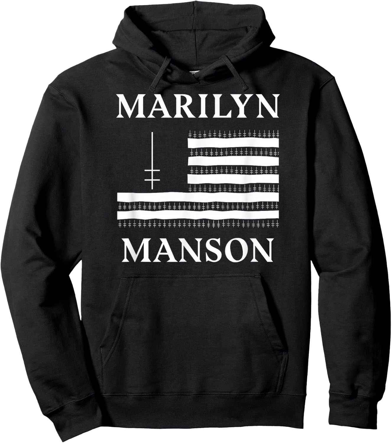 Marilyn Manson – Flag and Logo Hoodie - Hoodie | Black