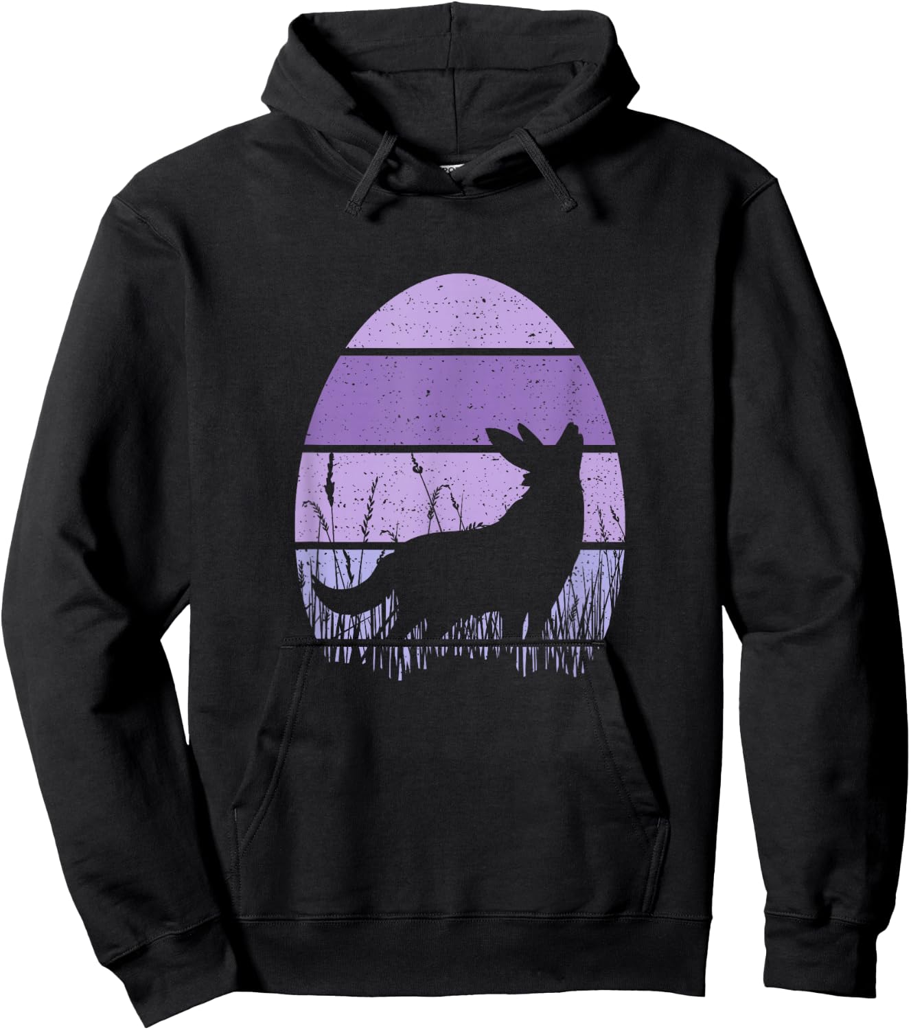 Easter Bunny Wolf Egg Purple Vintage Retro Love Wolves Hoodie - Hoodie | Black