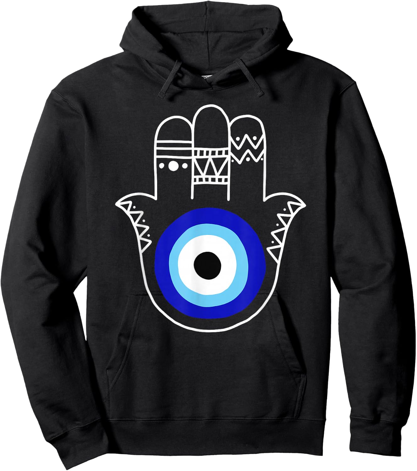 Hand of Hamsa Evil Eye Curse Protection Nazar Mati Evil Eye Hoodie - Hoodie | Black